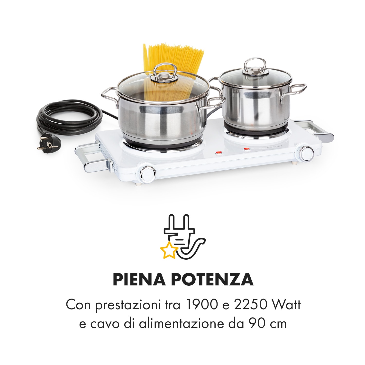 Cookorama piano cottura doppio 1900-2250 W 150/180 mm Ø 5 livelli bianco Bianco