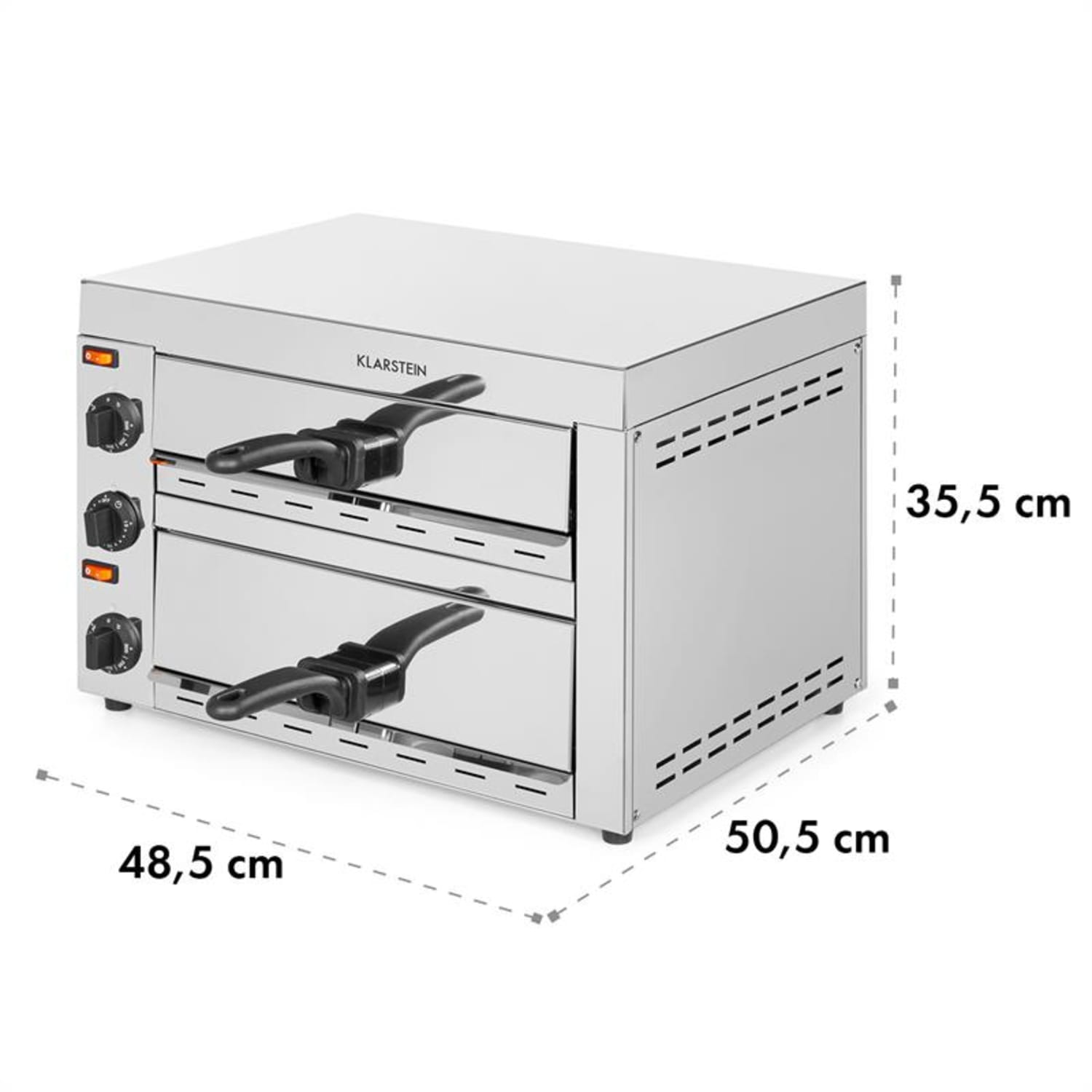 Vesuvio II, gastronomiczny piec do pizzy, 2 komory, 2260 W, 300 °C, timer, stal nierdzewna, srebrny