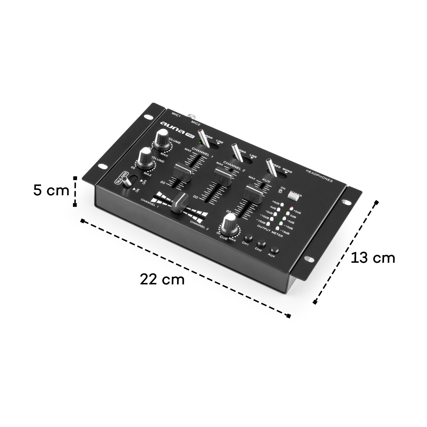 TMX-2211, MKII, DJ-Mixer, 3/2 канала, кросфейдър, talkover, стойка за стойка, черен 