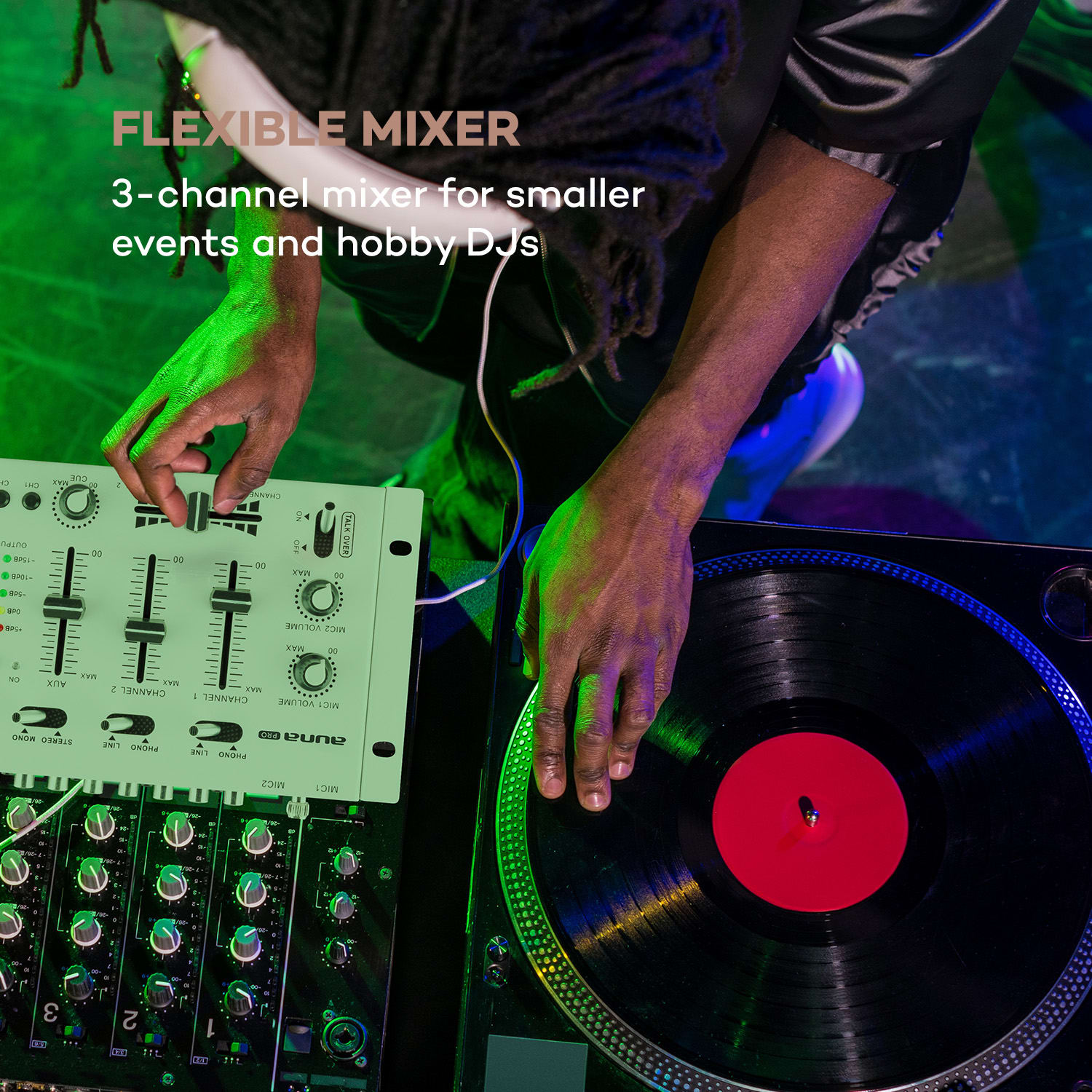 TMX-2211 MKII mixer per deejay 3/2 canali crossfader talkover cue montaggio su rack bianco bianco