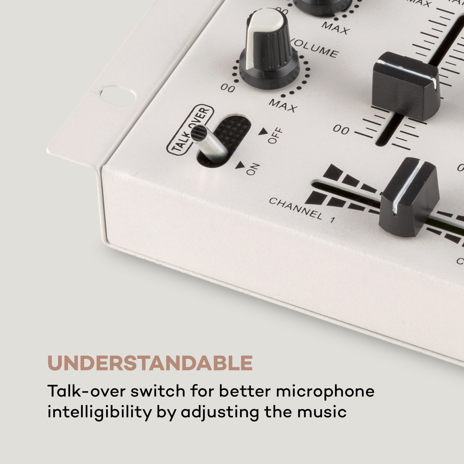 TMX-2211 MKII mixer per deejay 3/2 canali crossfader talkover cue montaggio su rack bianco bianco