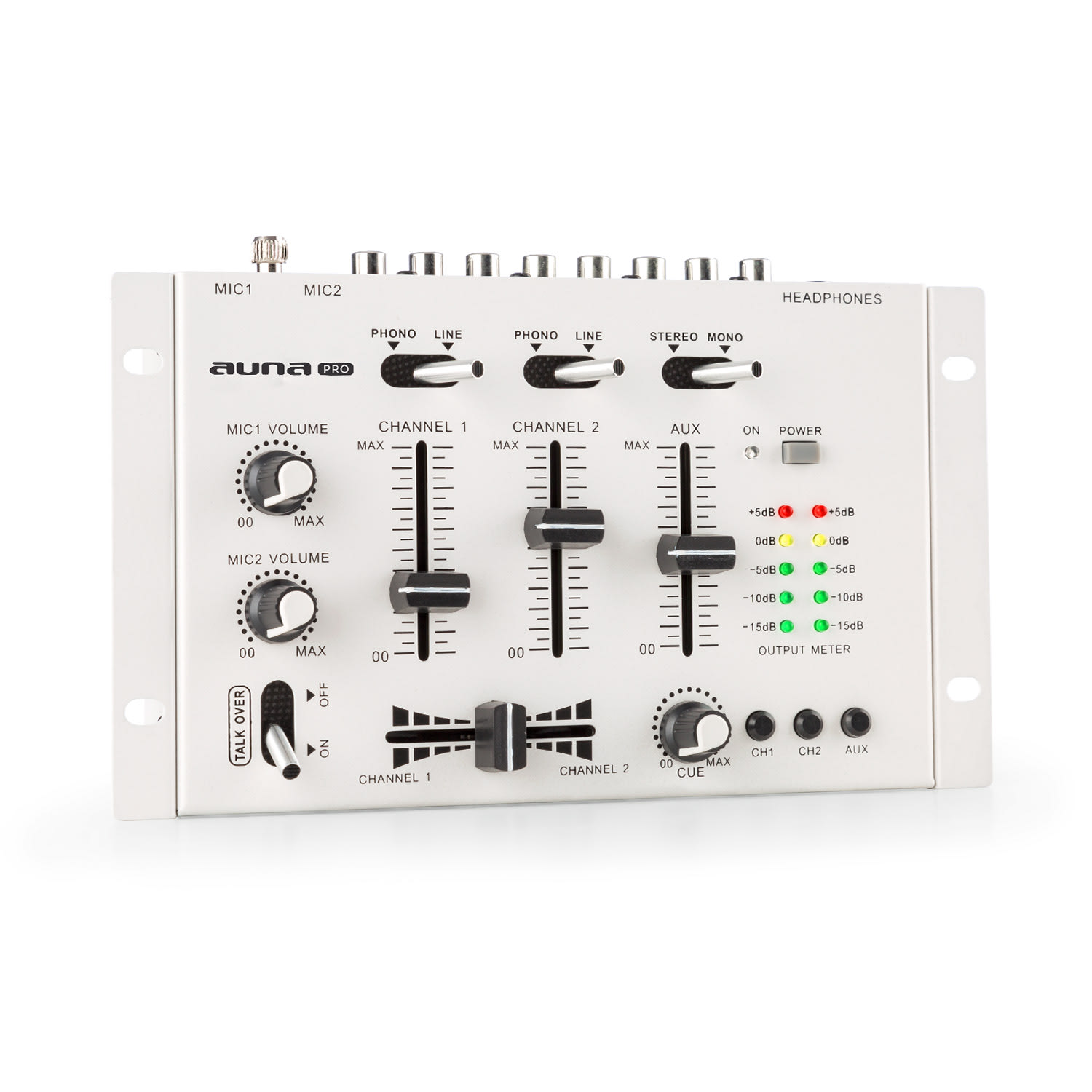 TMX-2211 MKII mixer per deejay 3/2 canali crossfader talkover cue montaggio su rack bianco bianco