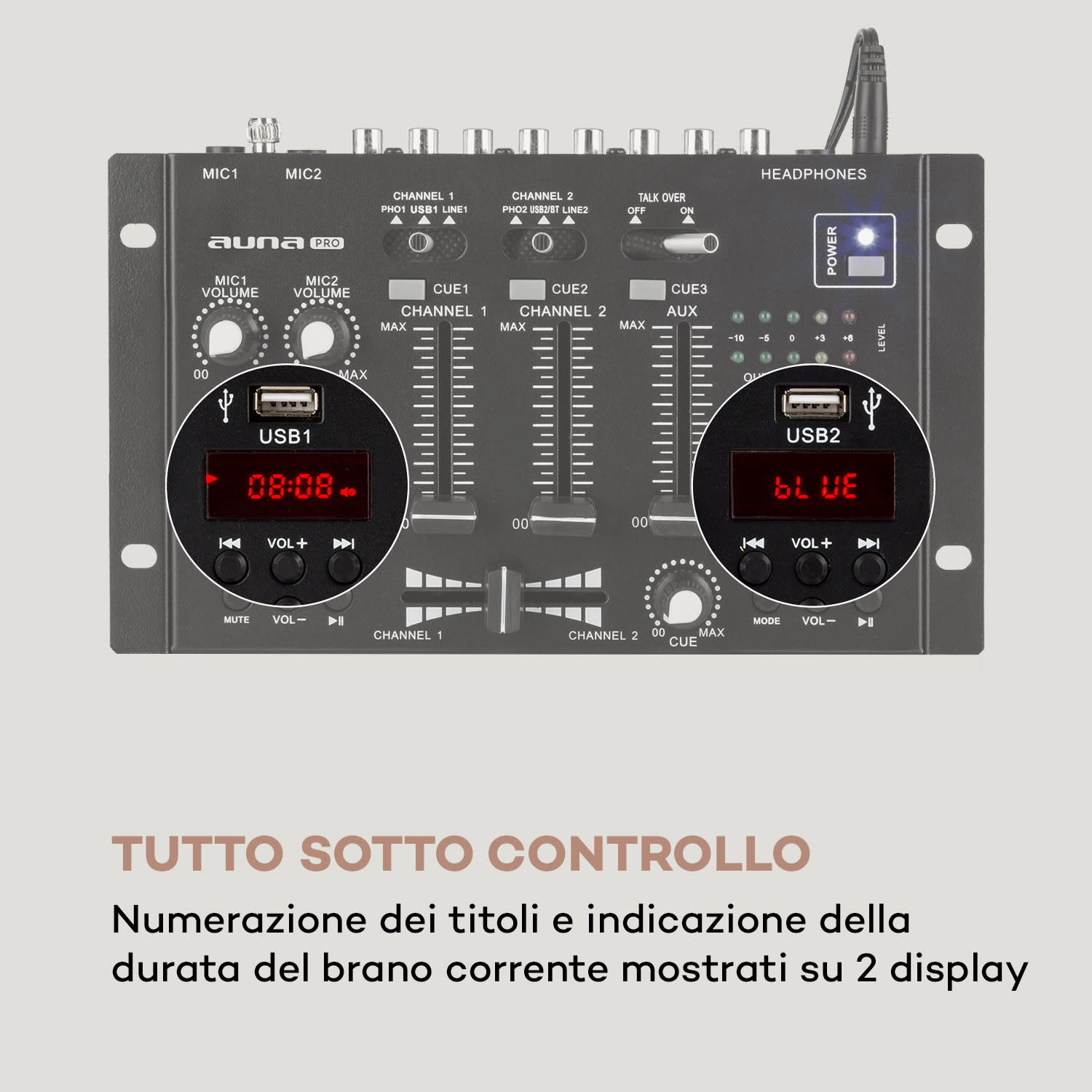 DJ-22BT MKII mixer consolle DJ 3/2 canali BT 2xUSB montaggio su rack nero Nero