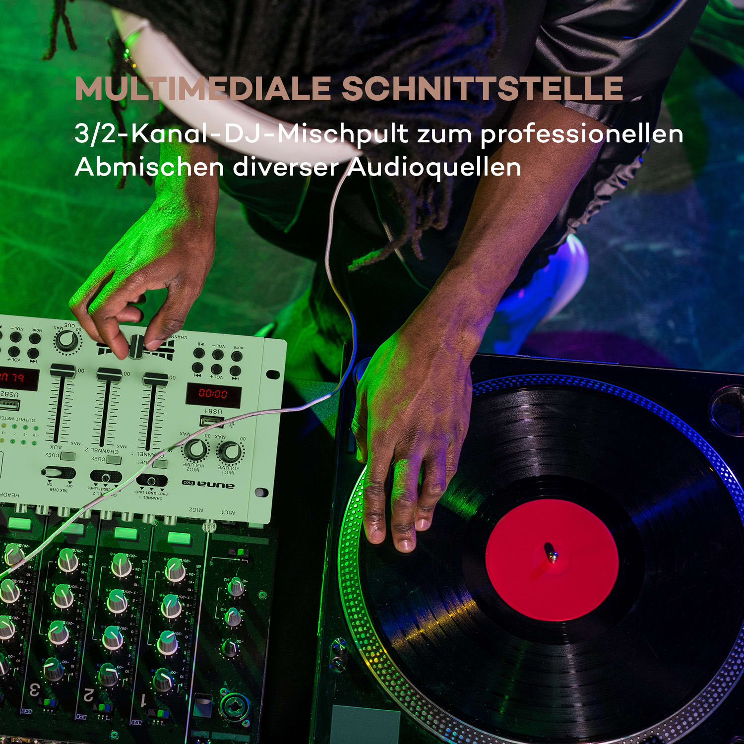 DJ-22BT MKII Mixer 3/2-Kanal-DJ-Mischpult BT 2xUSB Rack-Einbau weiß Weiß