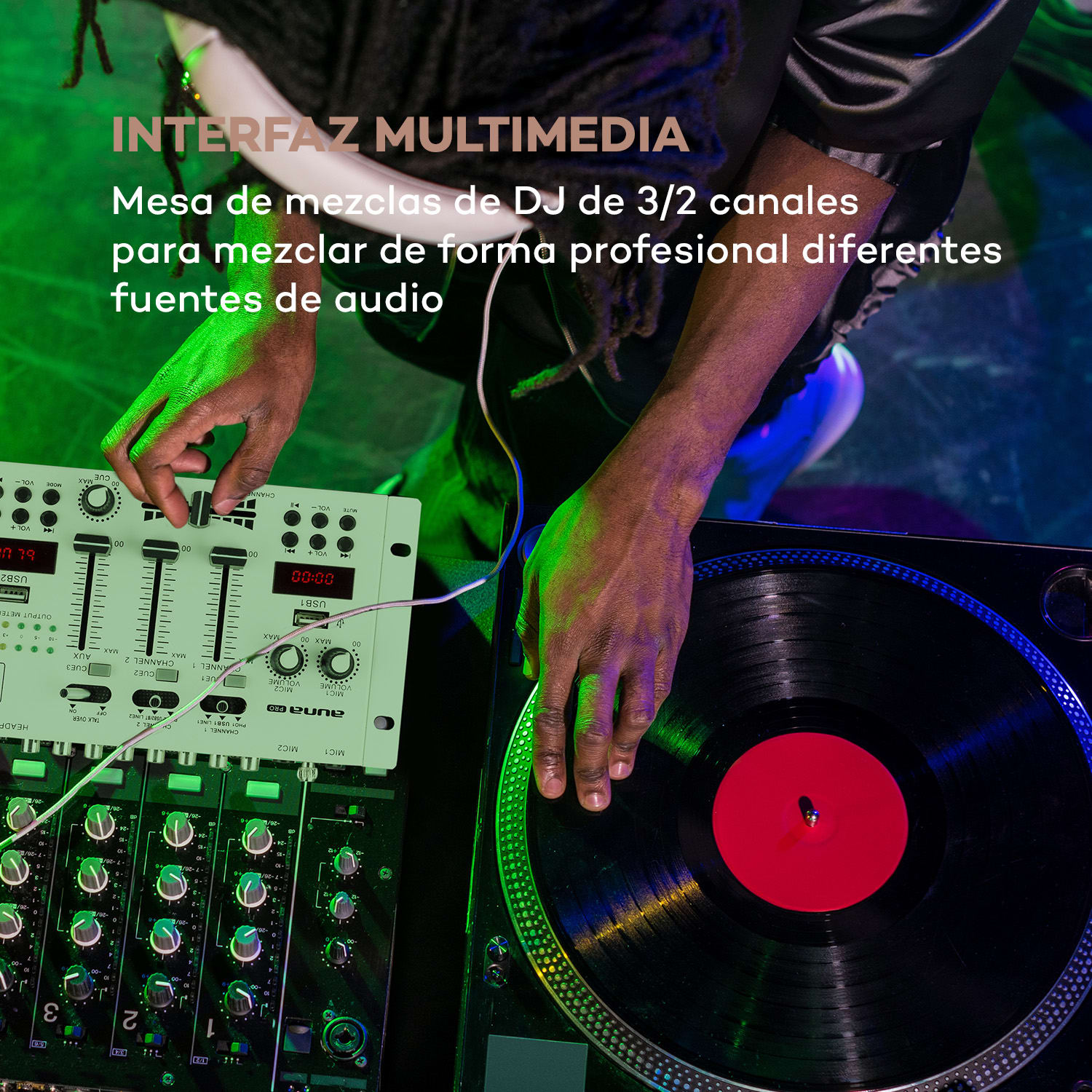 DJ-22BT MKII Consola de mezcla DJ 3/2 Canales BT 2xUSB montaje en rack blanco Blanco
