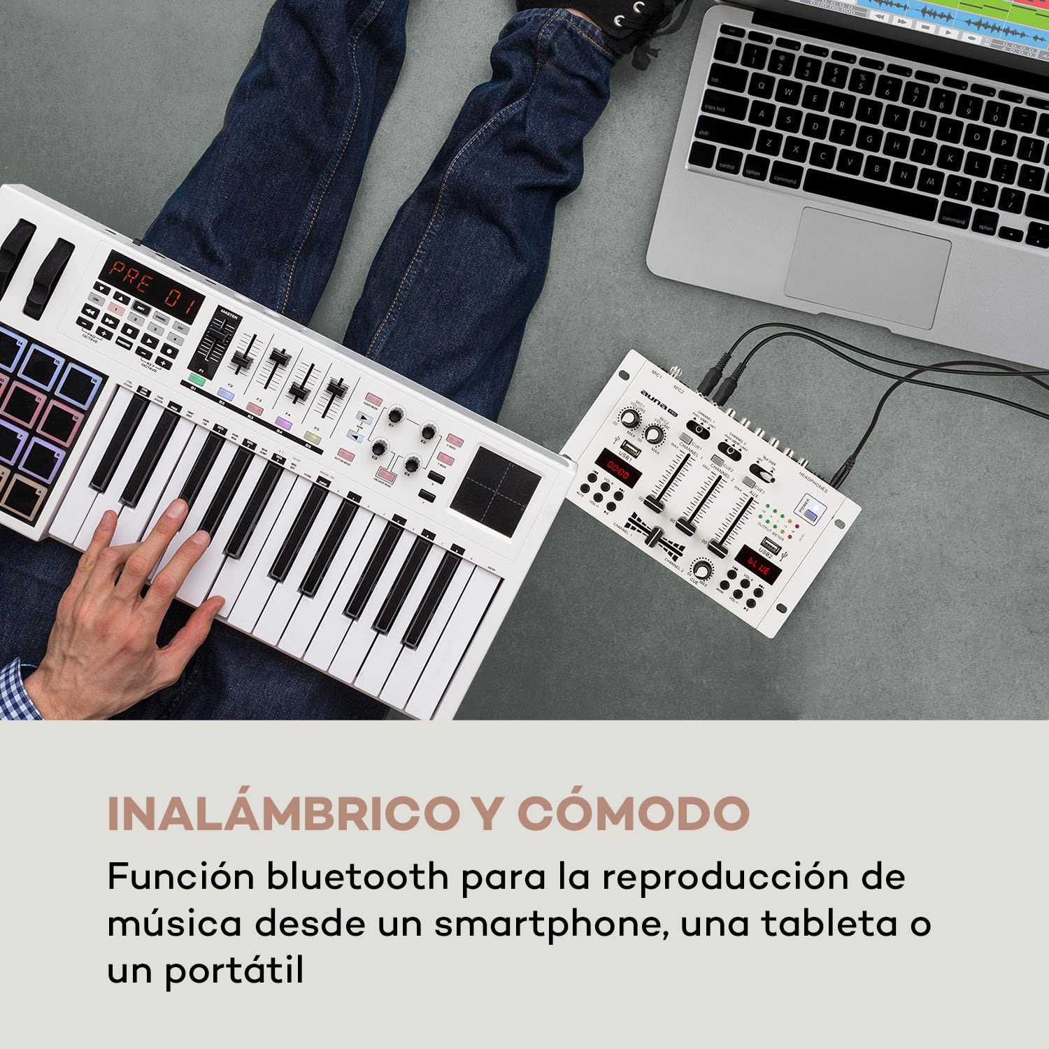 DJ-22BT MKII Consola de mezcla DJ 3/2 Canales BT 2xUSB montaje en rack blanco Blanco