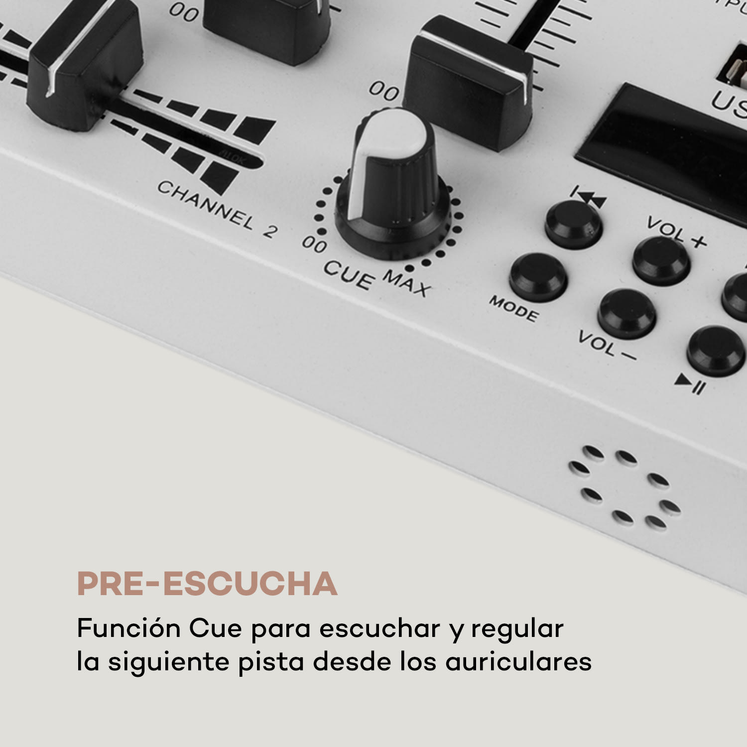 DJ-22BT MKII Consola de mezcla DJ 3/2 Canales BT 2xUSB montaje en rack blanco Blanco
