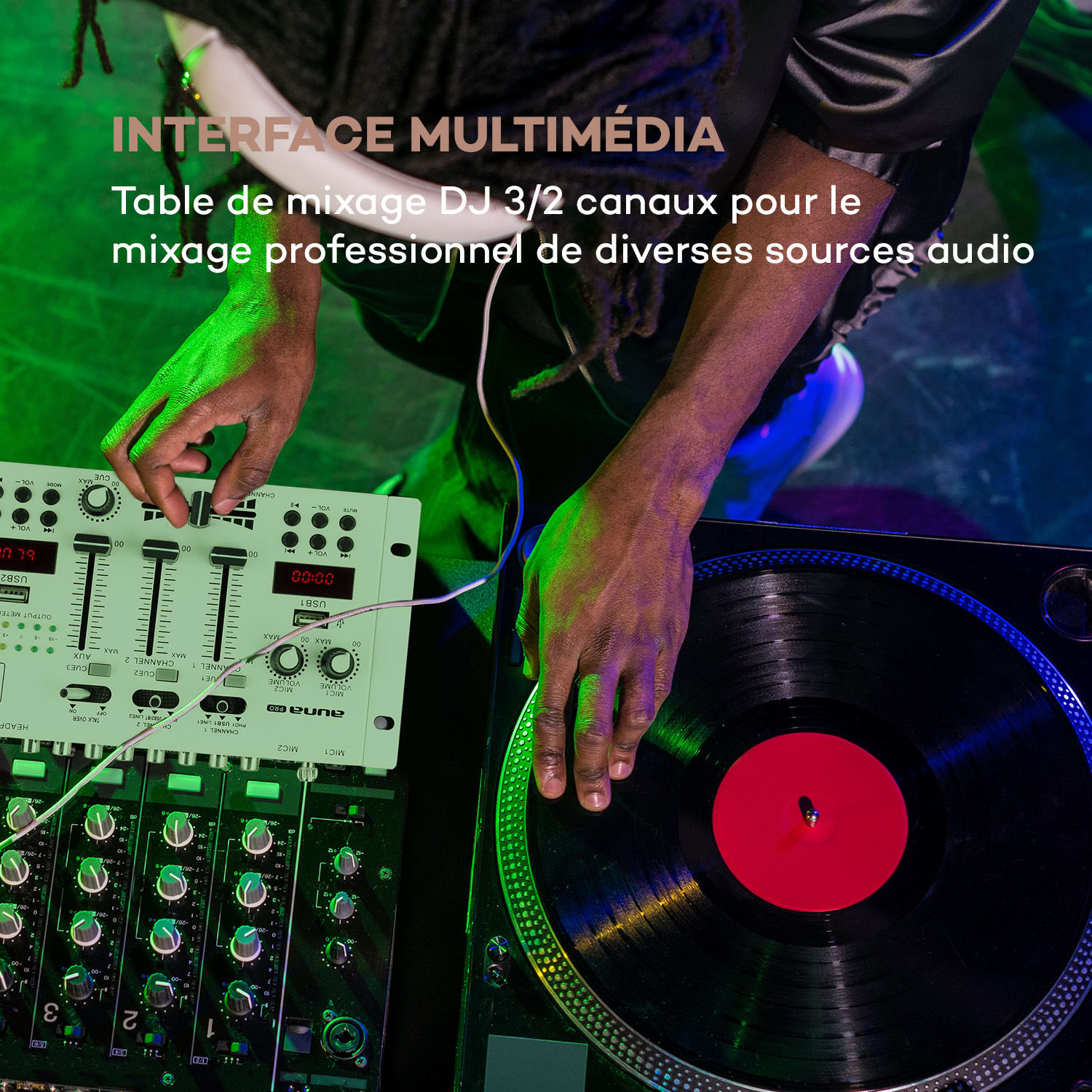 DJ-22BT MKII Table de mixage pour DJ 3/2 canaux BT 2x USB compatible rack blanche Blanc