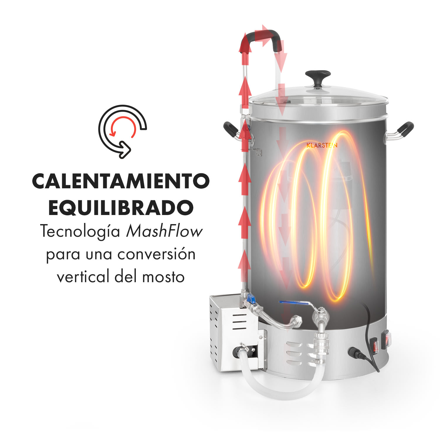 Brauheld Pro Olla de maceración de 2500W 30L 30-100°C Bomba de circulación Acero inoxidable 30 L
