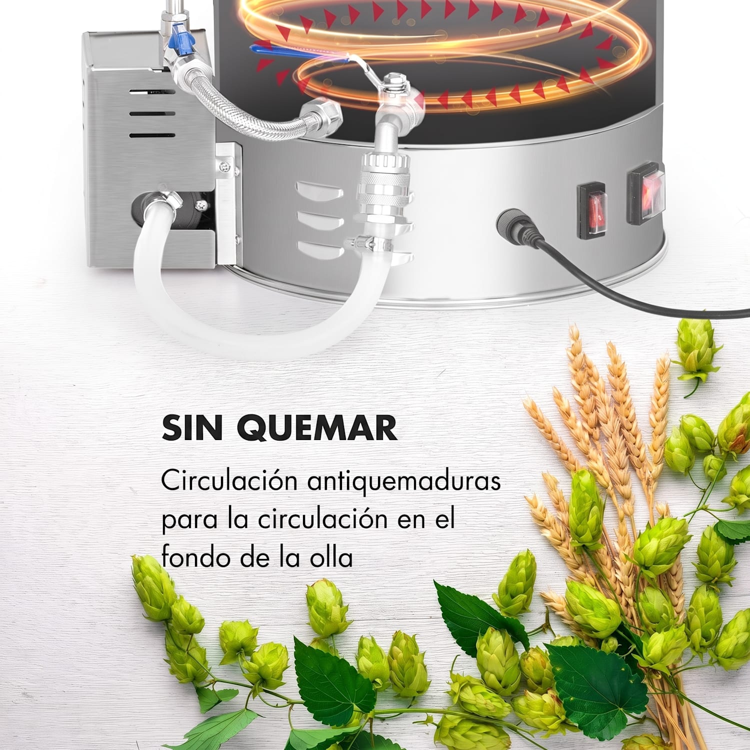 Brauheld Pro Olla de maceración de 2500W 30L 30-100°C Bomba de circulación Acero inoxidable 30 L
