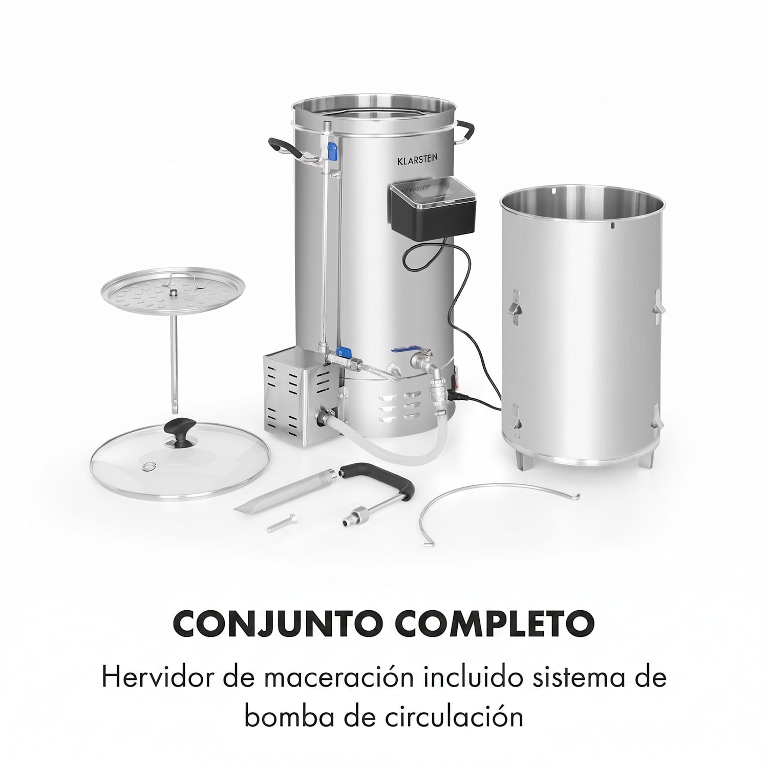 Brauheld Pro Olla de maceración de 2500W 30L 30-100°C Bomba de circulación Acero inoxidable 30 L