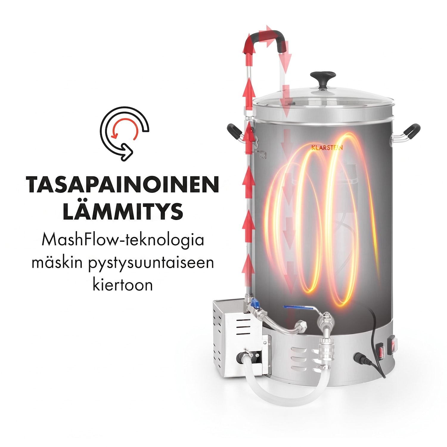 Brauheld Pro -mäskikattila 2500 W 30 l 30–100 °C sekoituspumppu ruostumaton teräs 30 L