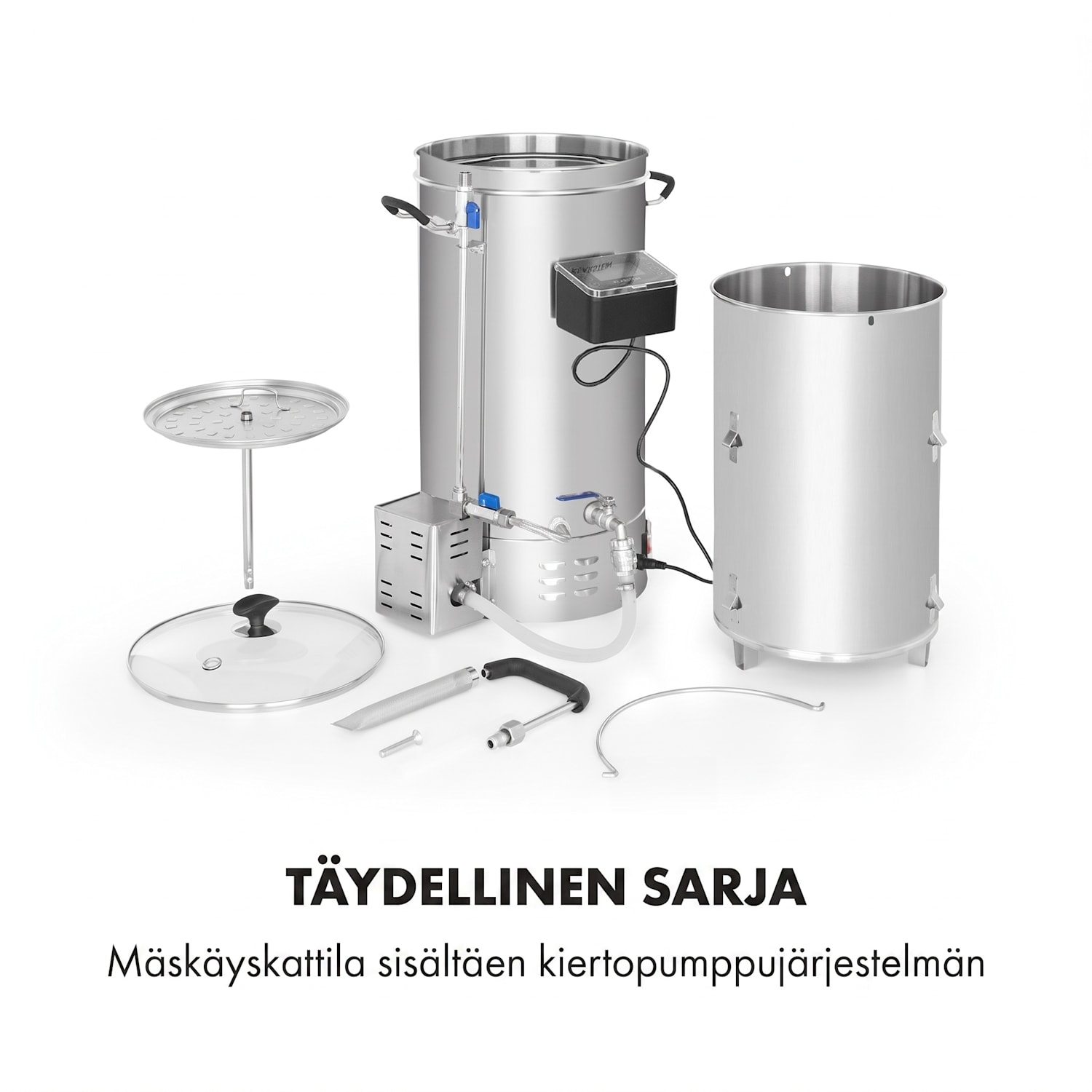 Brauheld Pro -mäskikattila 2500 W 30 l 30–100 °C sekoituspumppu ruostumaton teräs 30 L