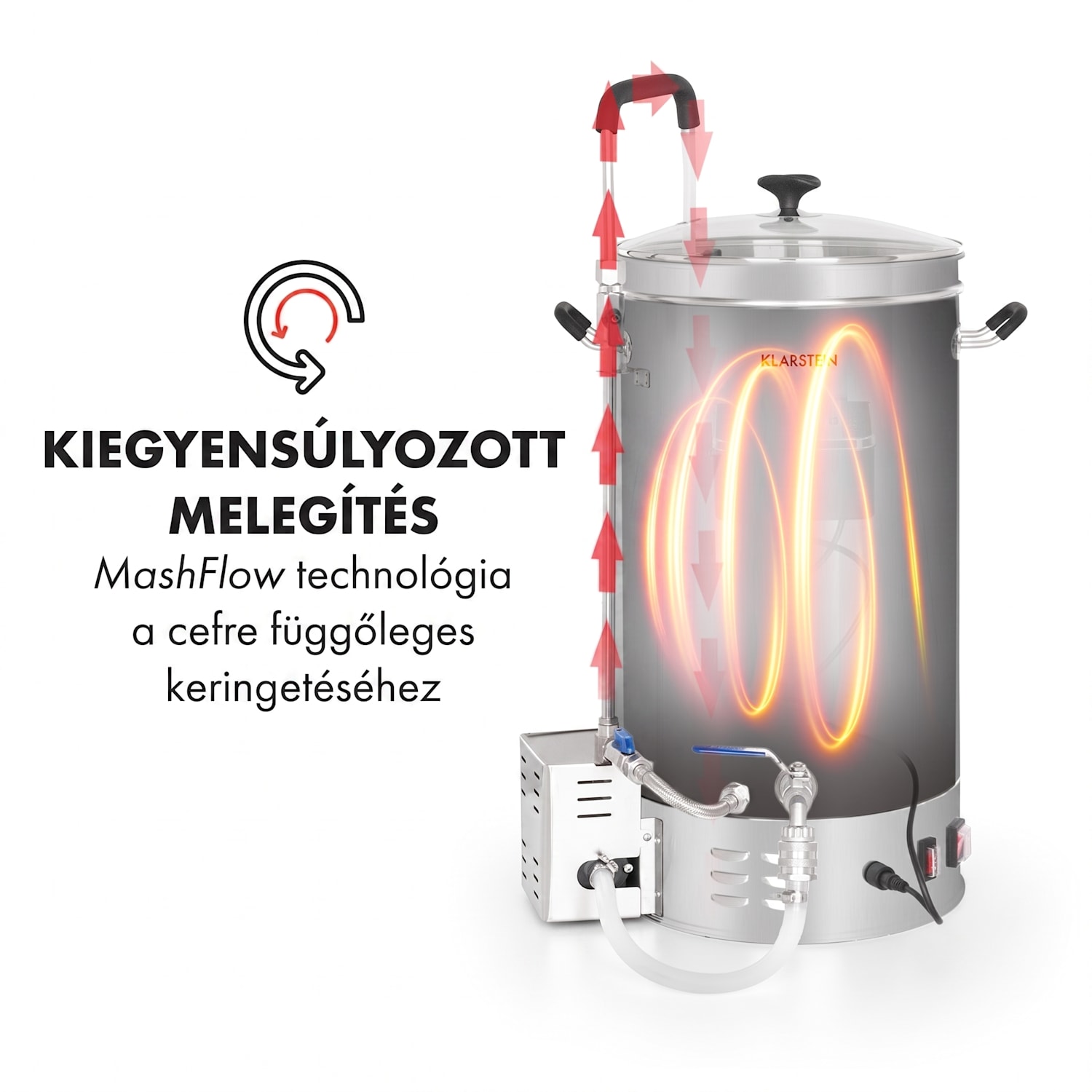 Brauheld Pro, sorfőző üst, 30 l, 2500 W, 30 - 100°C, keverőpumpa, rozsdamentes acél 30 L