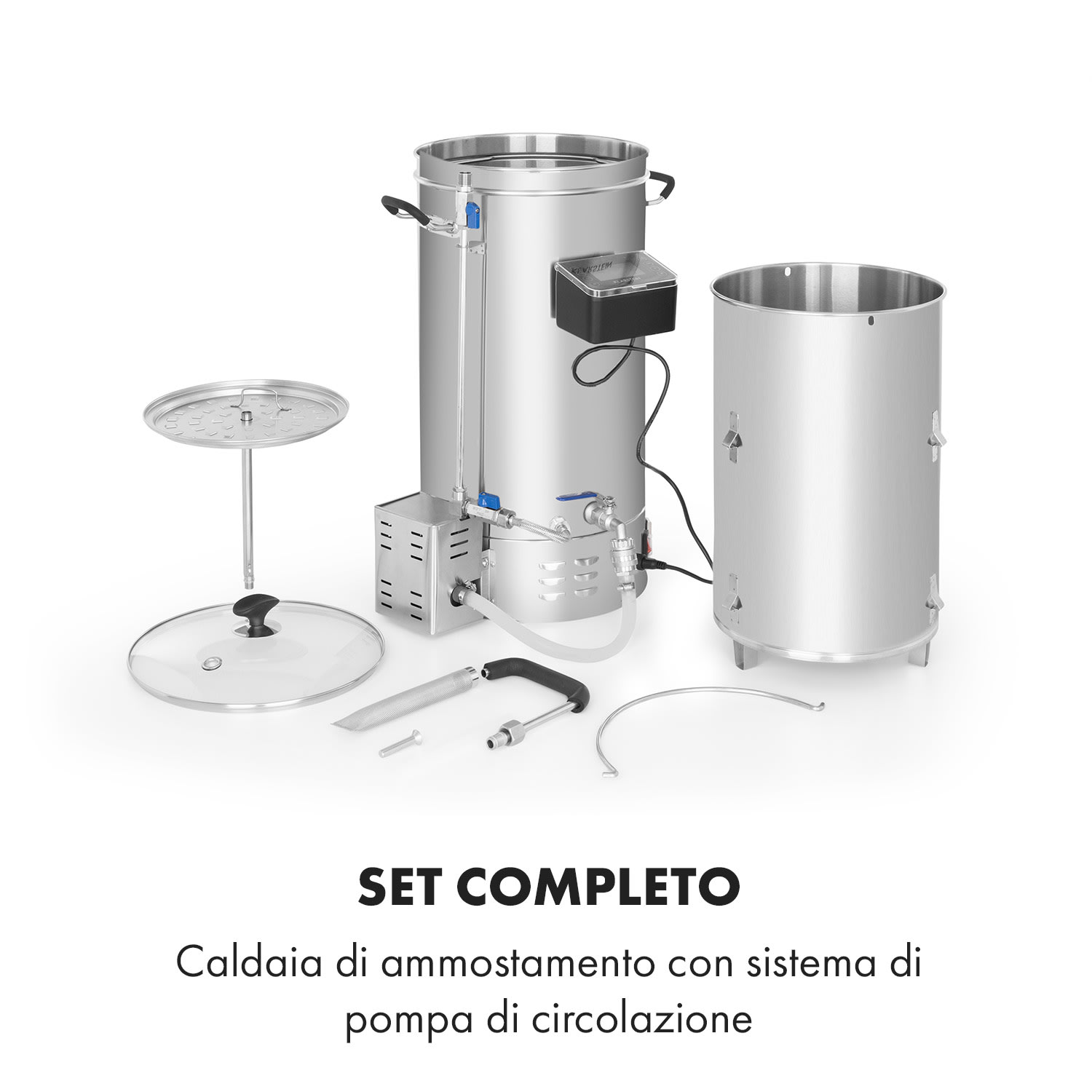Brauheld Pro paiolo di ammostamento 2500W 30L 30-100°C pompa di ricircolo acciaio inox 30 L