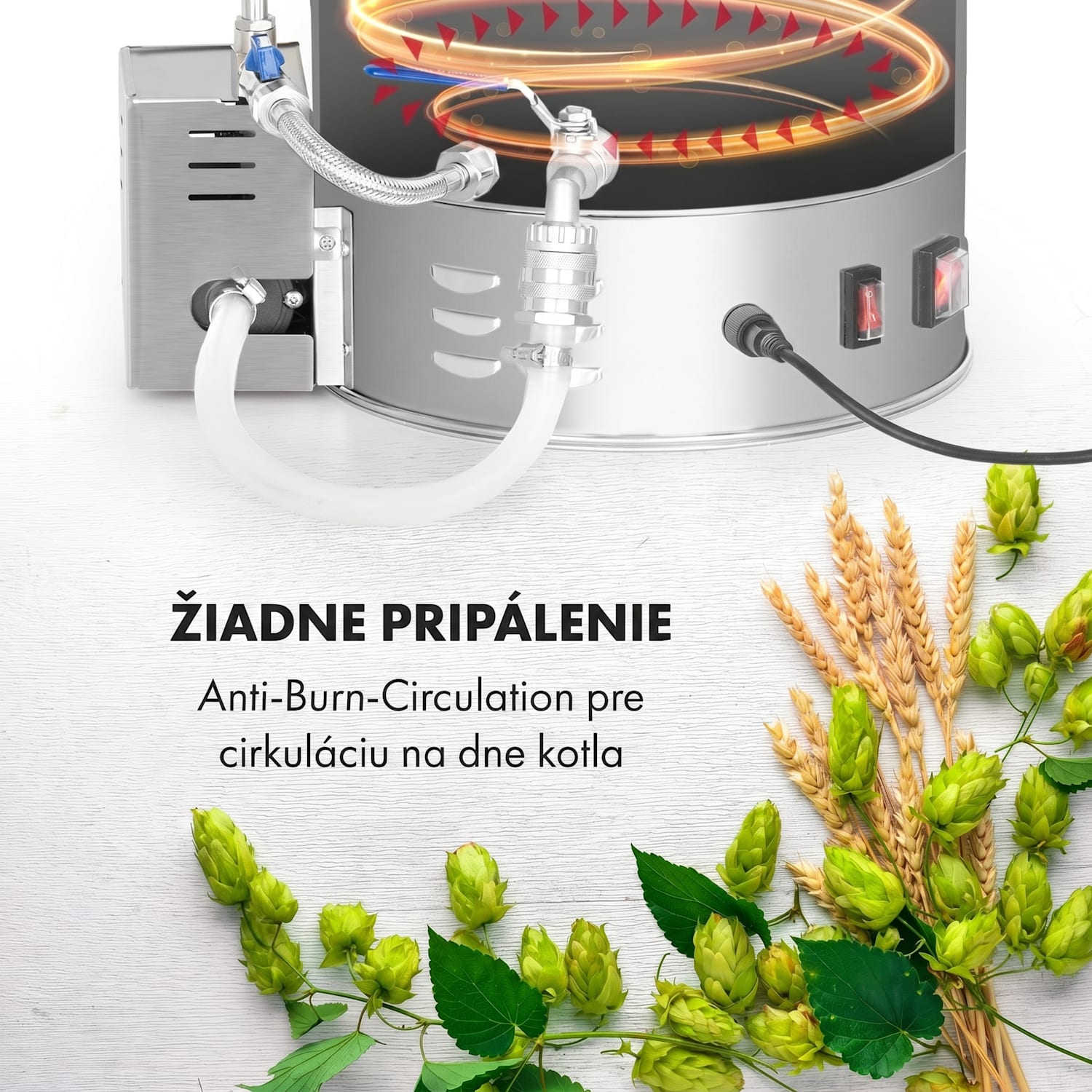 Brauheld Pro, sladový kotol, 30 l, 2500 W, 30 – 100 °C, obehové čerpadlo, nehrdzavejúca oceľ 30 L
