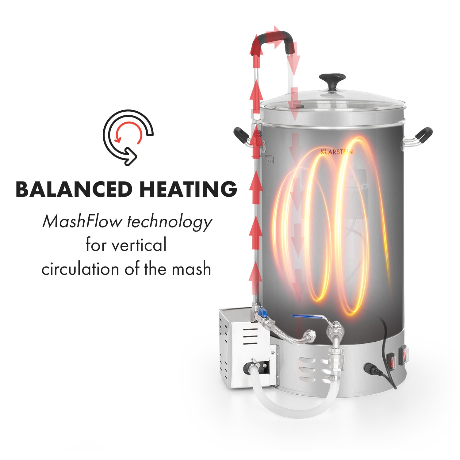 Brauheld Pro Olla de maceración de 2500W 30L 30-100°C Bomba de circulación Acero inoxidable 30 L