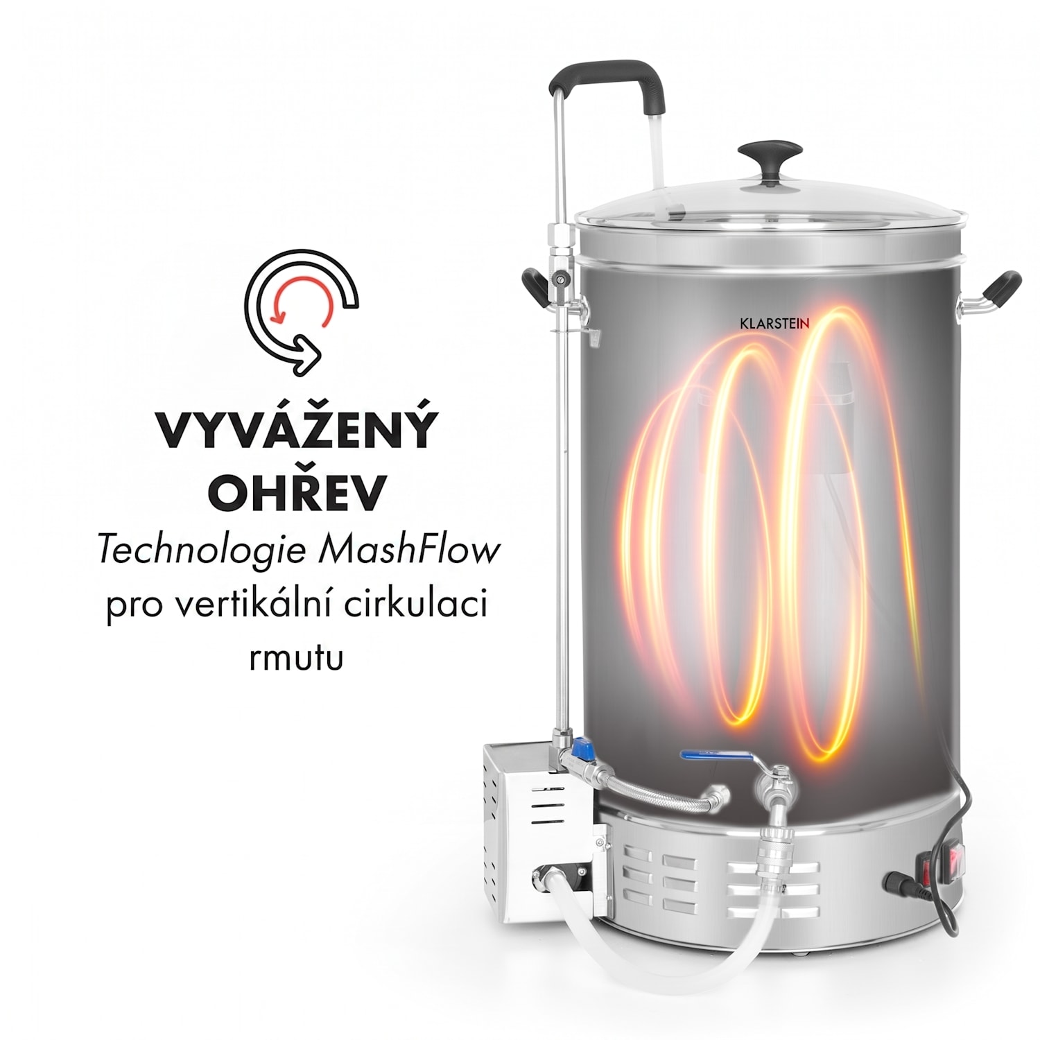 Brauheld Pro, sladový kotel, 35 l, 2500 W, 30-100 °C, oběhové čerpadlo, nerezová ocel 35 L