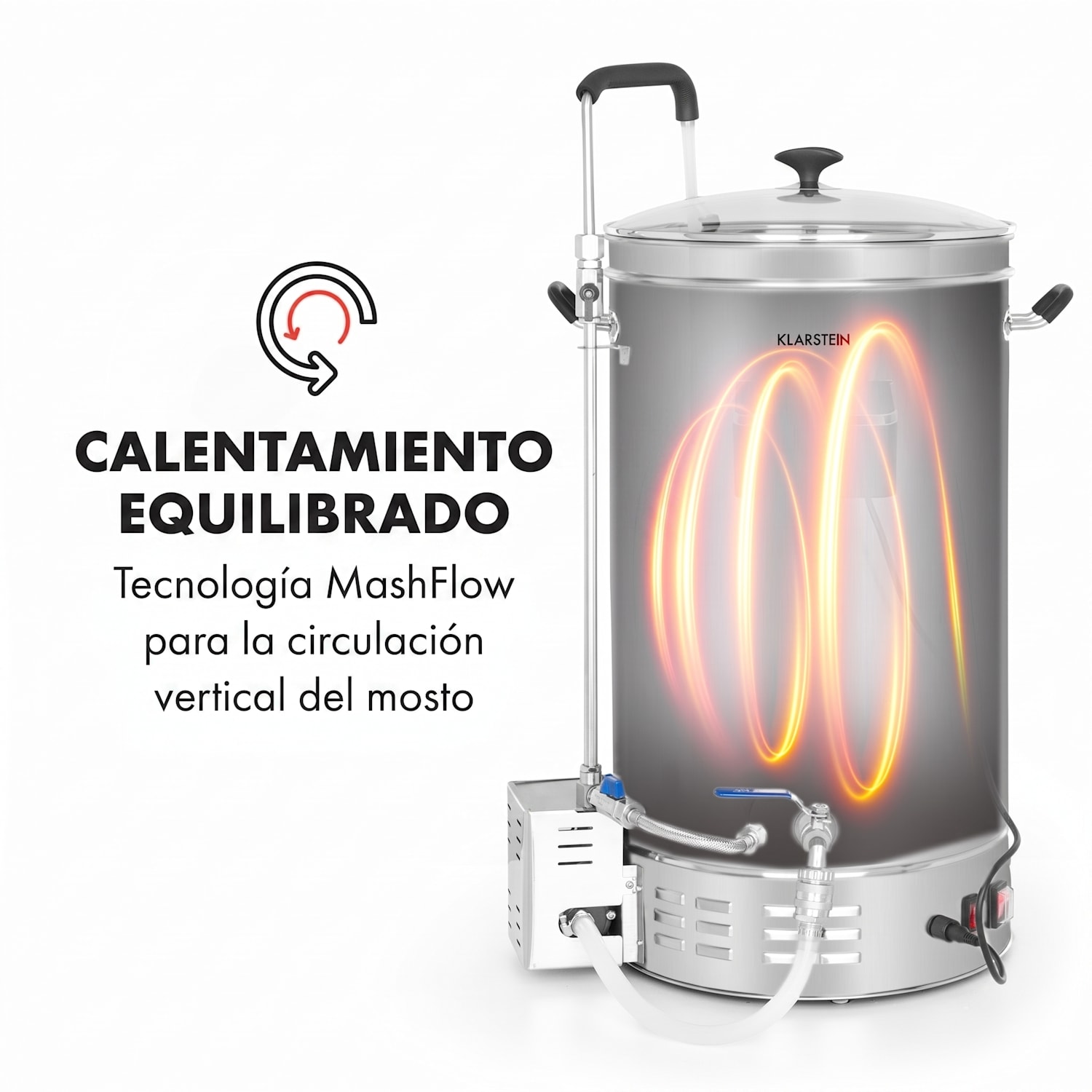 Brauheld Pro Olla de maceración de 2500W 35L 30-100°C Bomba de circulación Acero inoxidable 35 L
