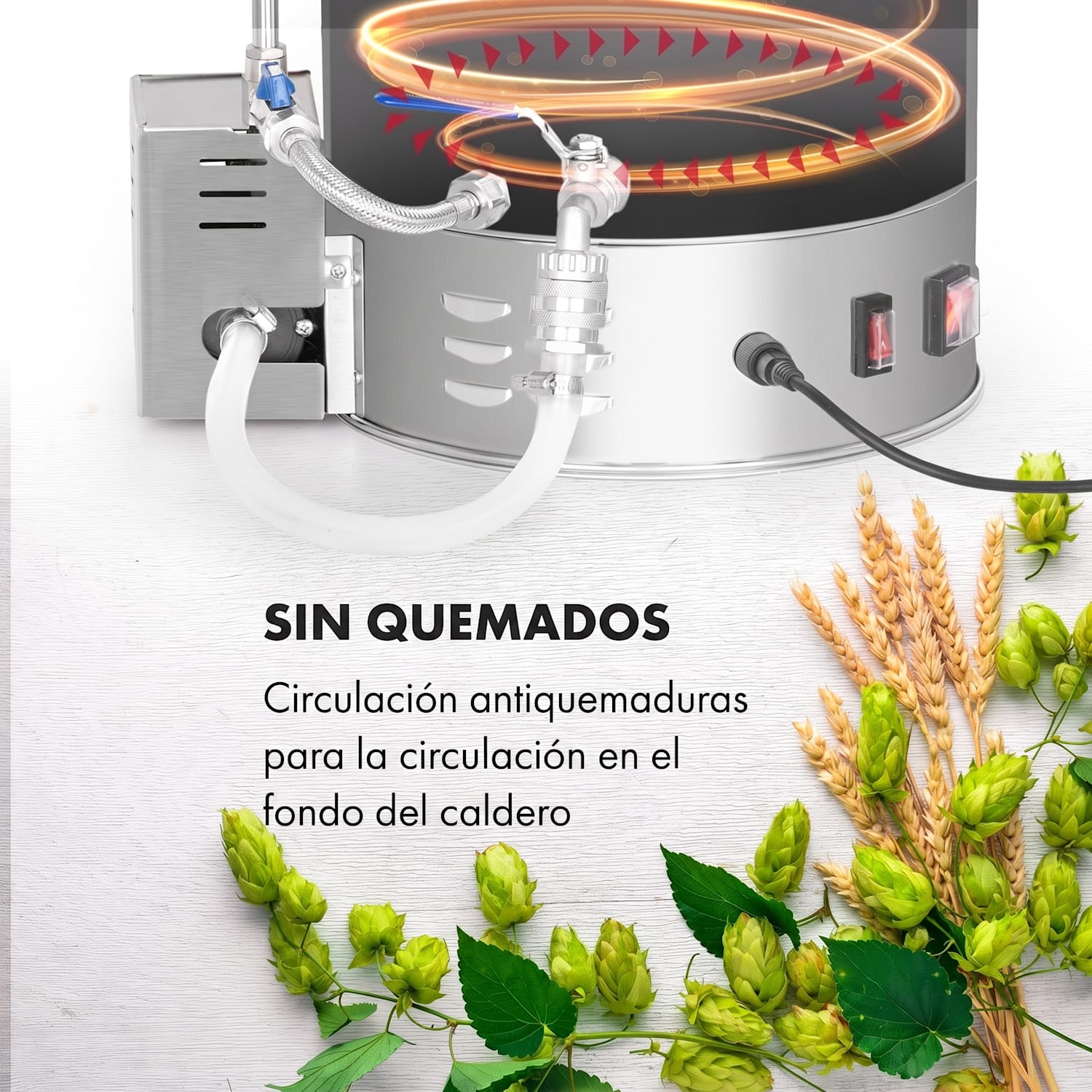 Brauheld Pro Olla de maceración de 2500W 35L 30-100°C Bomba de circulación Acero inoxidable 35 L
