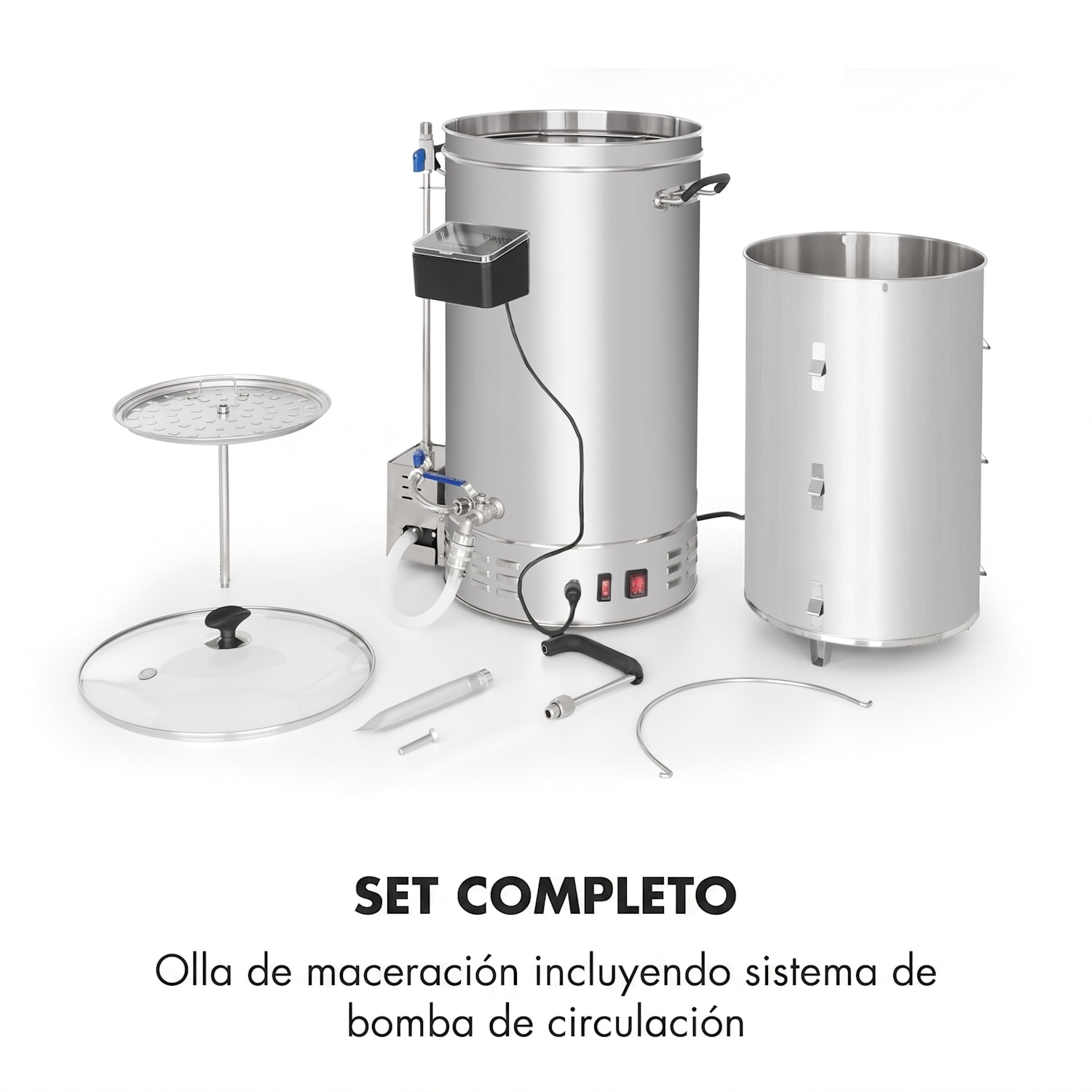 Brauheld Pro Olla de maceración de 2500W 35L 30-100°C Bomba de circulación Acero inoxidable 35 L
