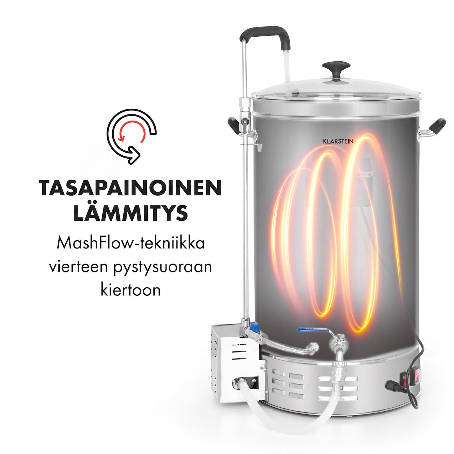 Brauheld Pro -mäskikattila 2500 W 35 l 30–100 °C sekoituspumppu ruostumaton teräs 35 L
