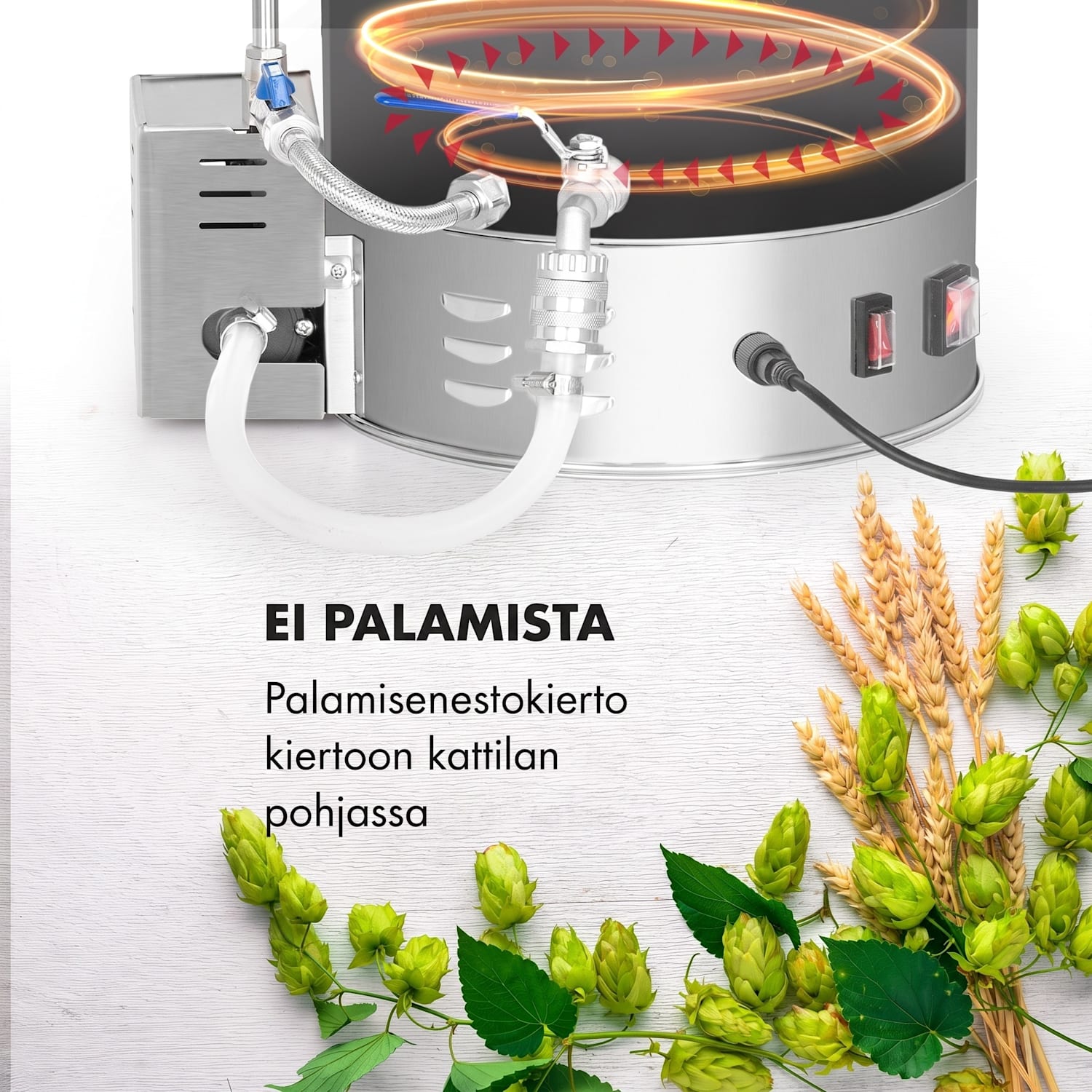 Brauheld Pro -mäskikattila 2500 W 35 l 30–100 °C sekoituspumppu ruostumaton teräs 35 L