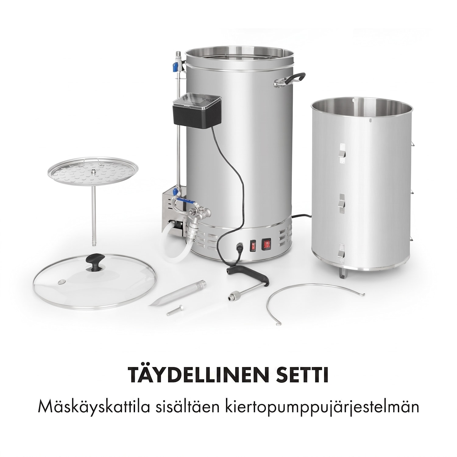 Brauheld Pro -mäskikattila 2500 W 35 l 30–100 °C sekoituspumppu ruostumaton teräs 35 L