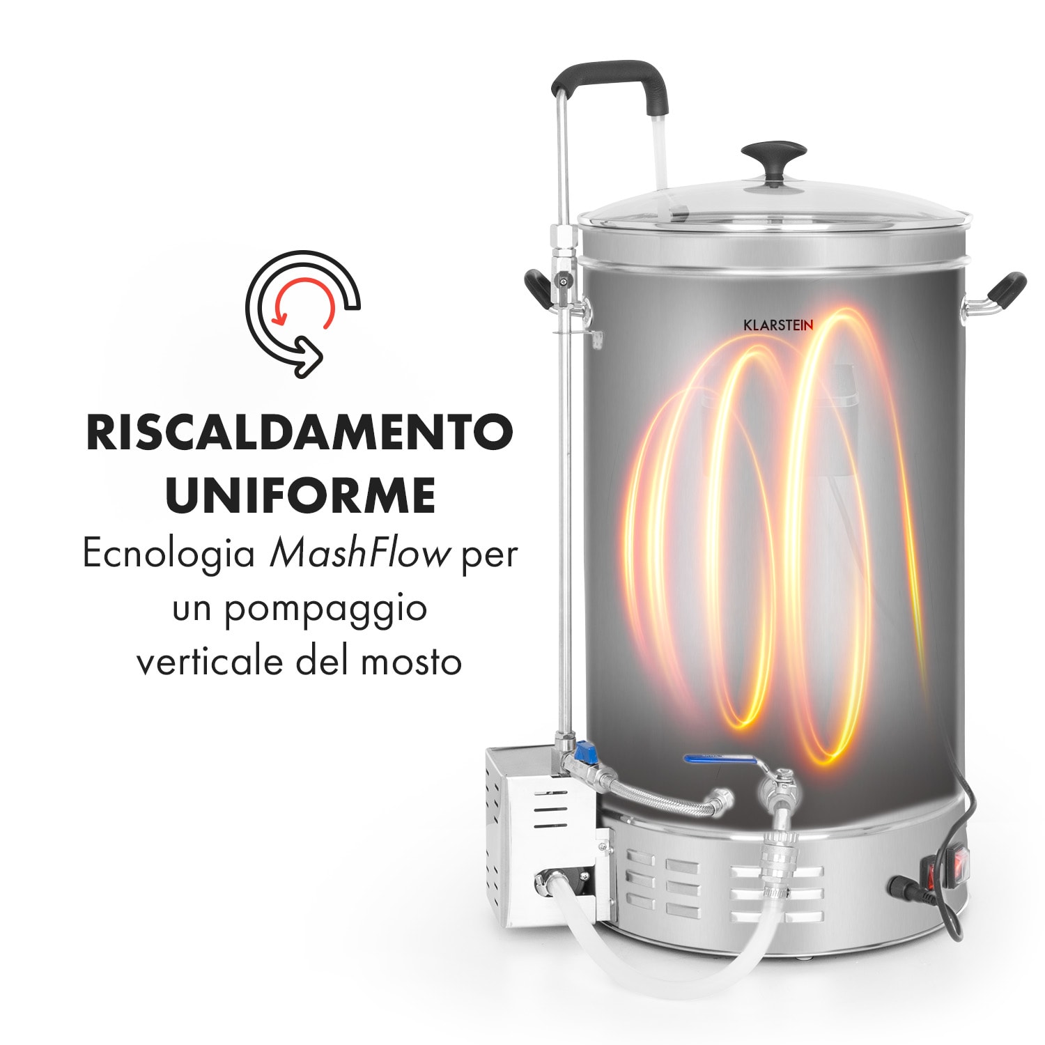 Brauheld Pro Paiolo di Ammostamento 2500W 35L 30-100°C Pompa Inox 35 Ltr