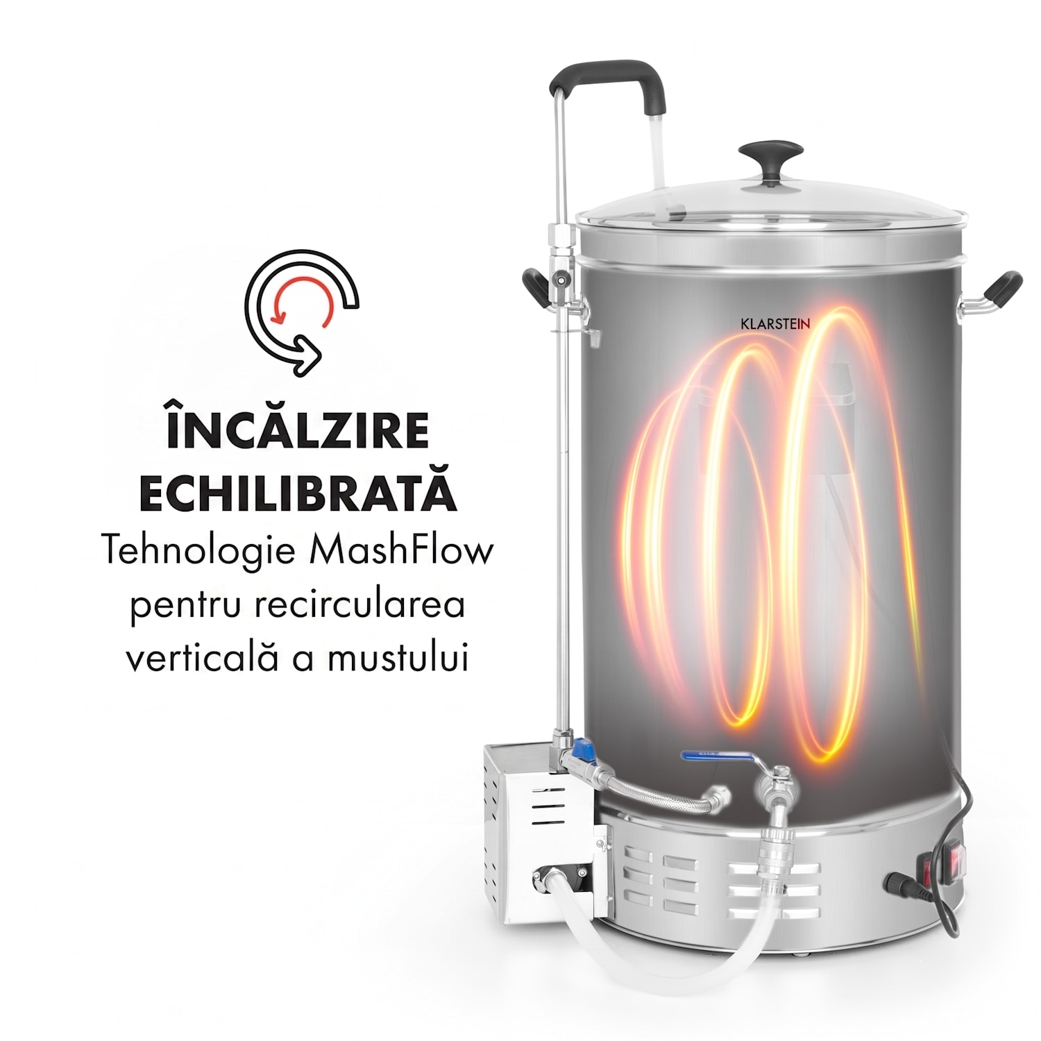 Brauheld Pro, cazan de malț, 2500 W, 35 l, 30 - 100 ° C, pompă de circulație, oțel inoxidabil 35 L