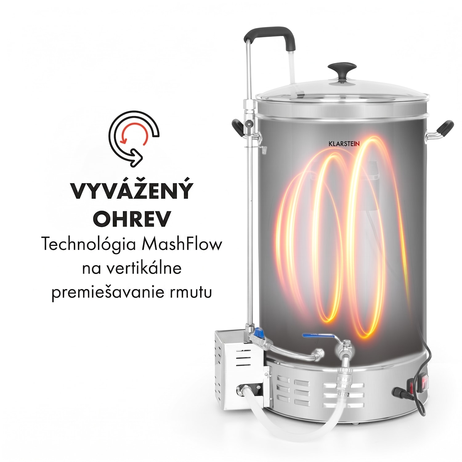 Brauheld Pro, sladový kotol, 35 l, 2500 W, 30 – 100 °C, obehové čerpadlo, nehrdzavejúca oceľ 35 L