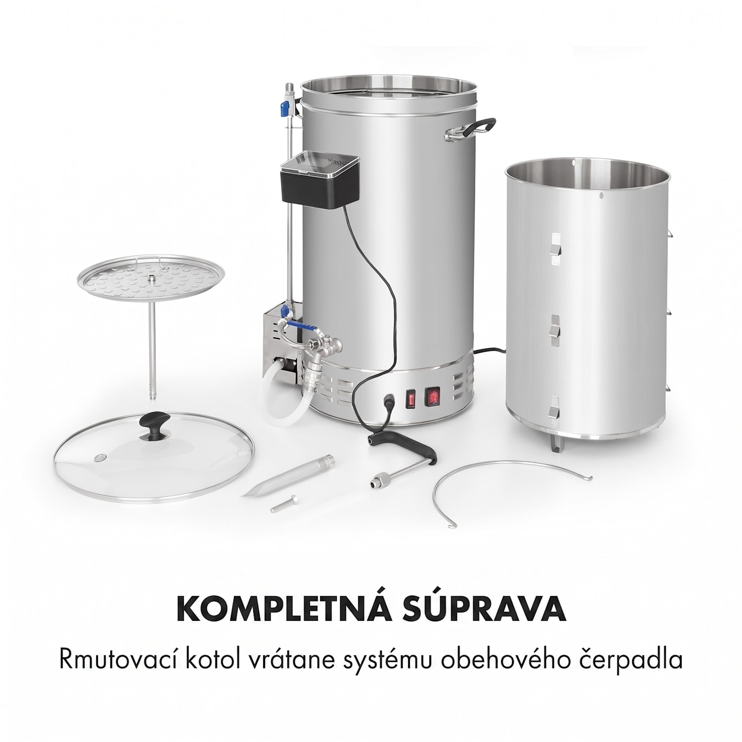 Brauheld Pro, sladový kotol, 35 l, 2500 W, 30 – 100 °C, obehové čerpadlo, nehrdzavejúca oceľ 35 L