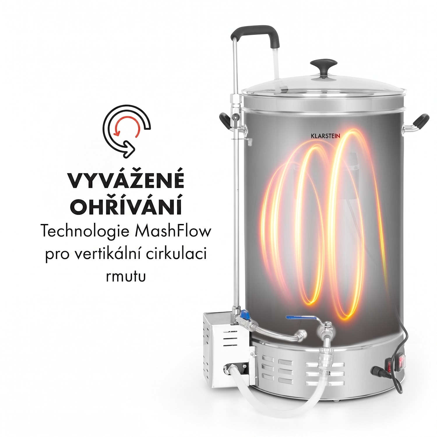 Brauheld Pro, sladový kotel, 45 l, 2500 W, 30-100 °C, oběhové čerpadlo, nerezová ocel 45 L