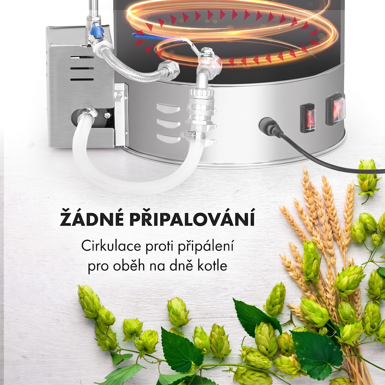 Brauheld Pro, sladový kotel, 45 l, 2500 W, 30-100 °C, oběhové čerpadlo, nerezová ocel 45 L