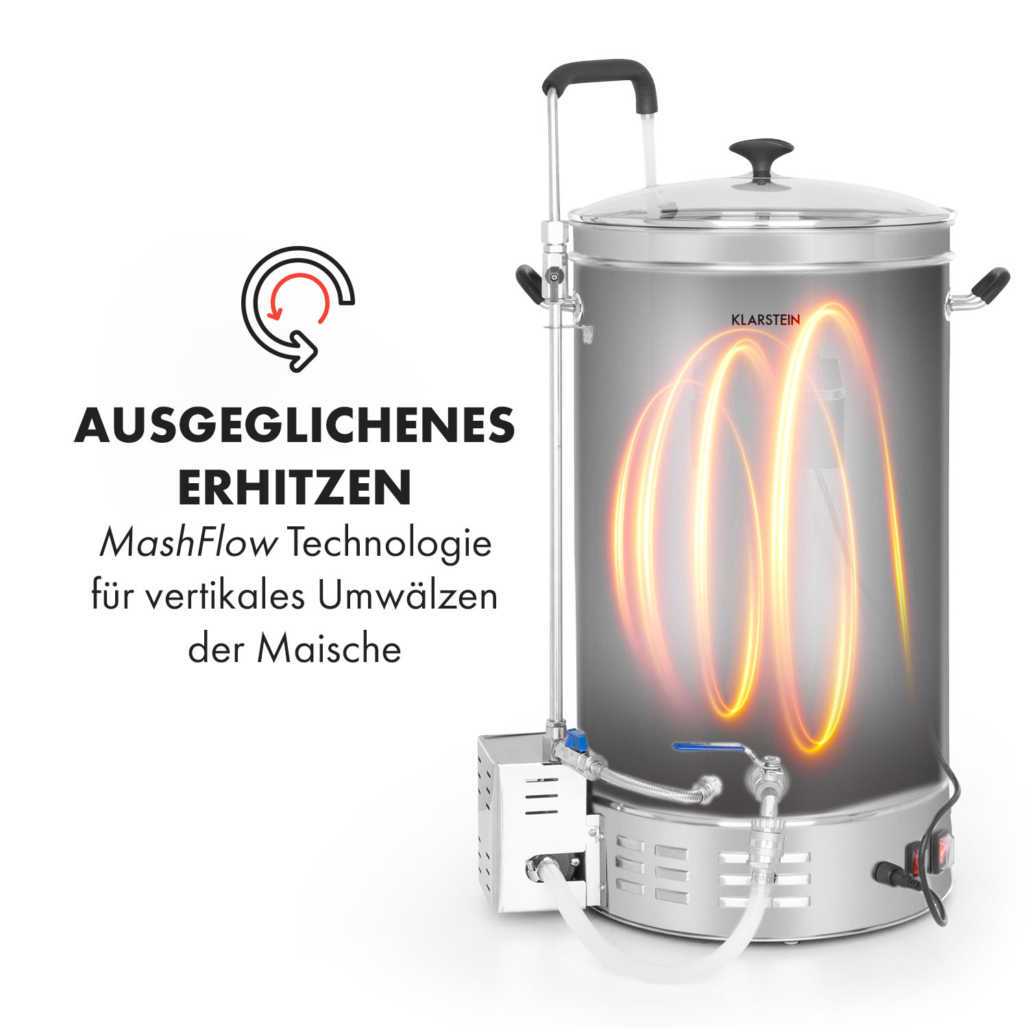 Brauheld Pro paiolo di ammostamento 3300W 45L 30-100°C pompa di ricircolo acciaio inox 45 Ltr