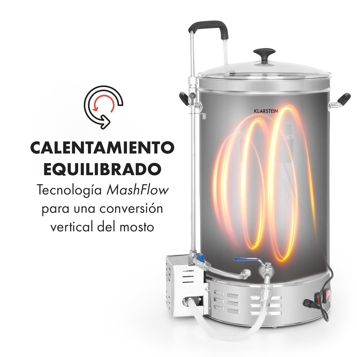 Brauheld Pro Olla de maceración de 3300W 45L 30-100°C Bomba de circulación Acero inoxidable 45 L