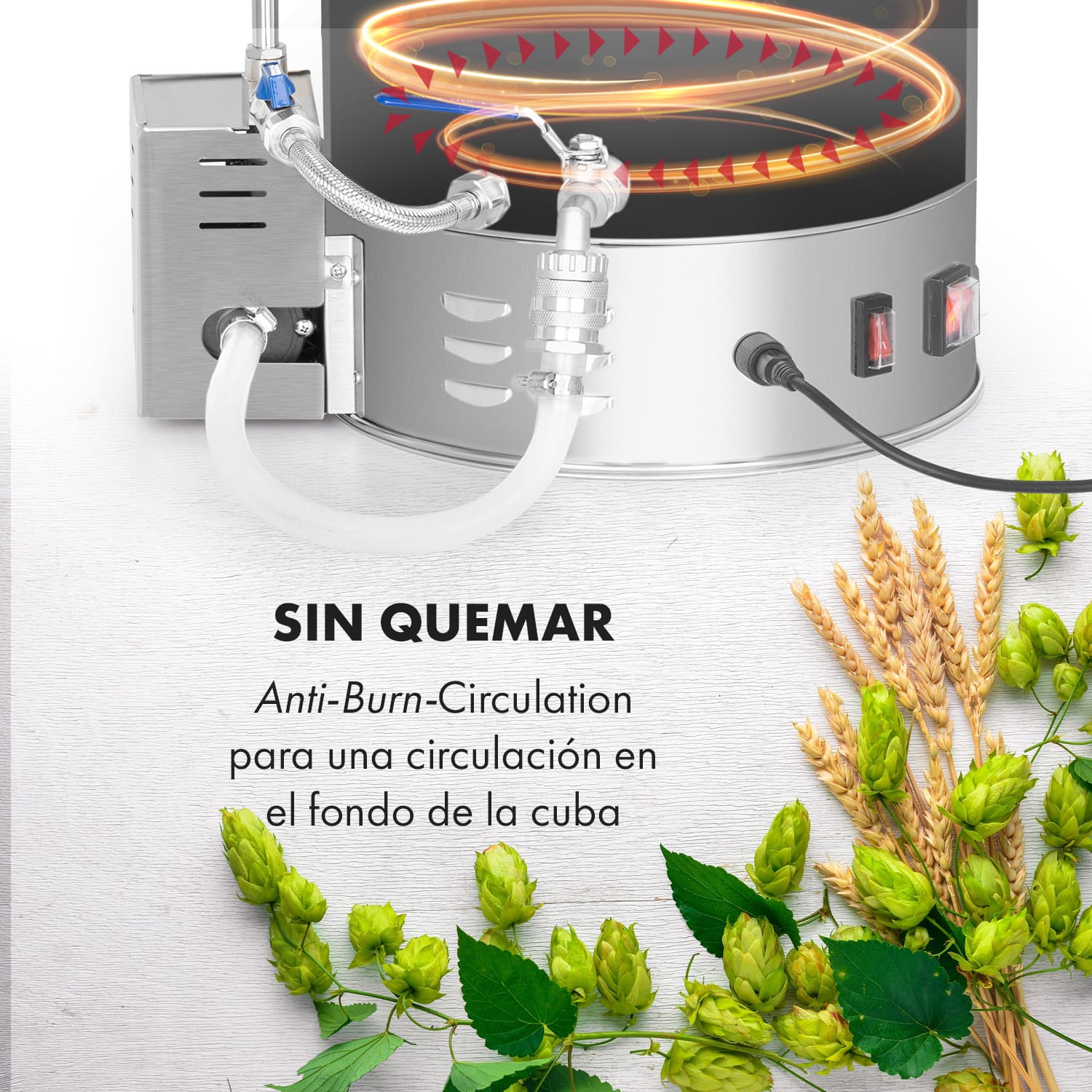 Brauheld Pro Olla de maceración de 3300W 45L 30-100°C Bomba de circulación Acero inoxidable 45 L