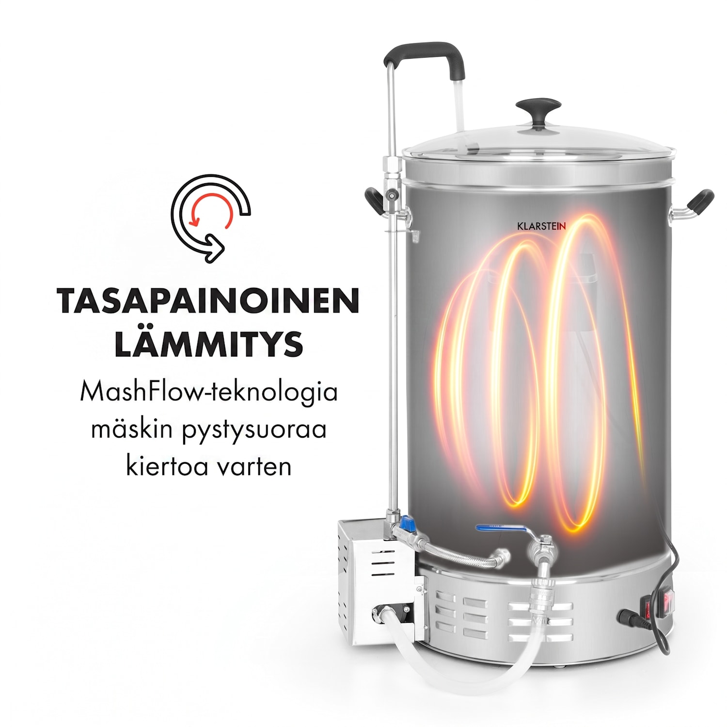 Brauheld Pro -mäskikattila 3300W 45 l 30–100 °C sekoituspumppu ruostumaton teräs 45 L