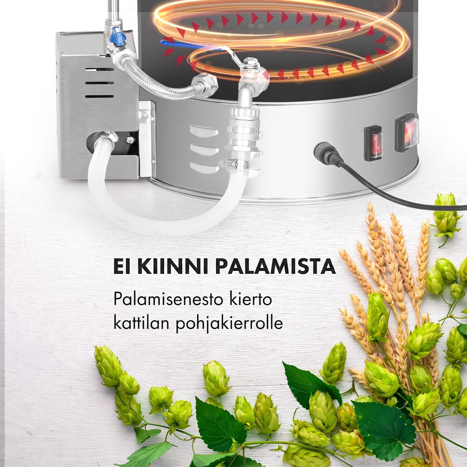 Brauheld Pro -mäskikattila 3300W 45 l 30–100 °C sekoituspumppu ruostumaton teräs 45 L