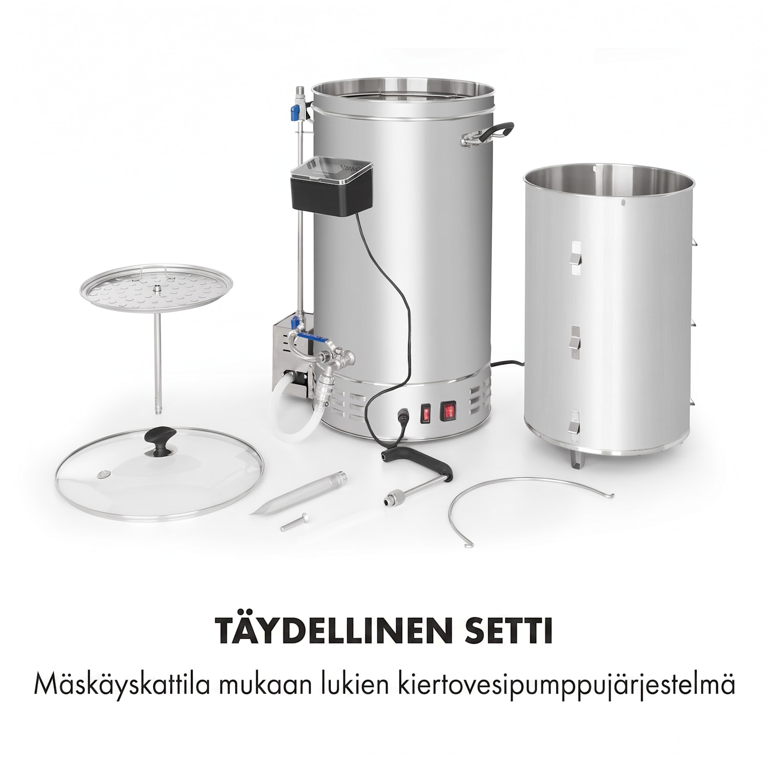 Brauheld Pro -mäskikattila 3300W 45 l 30–100 °C sekoituspumppu ruostumaton teräs 45 L