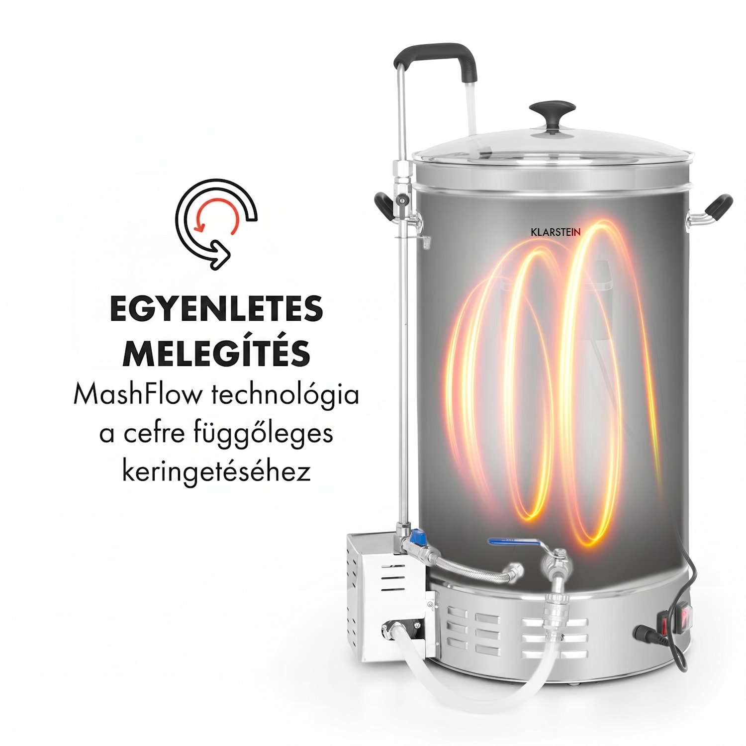 Brauheld Pro, sorfőző üst, 45 l, 3300 W, 30 - 100°C, keverőpumpa, rozsdamentes acél 45 L