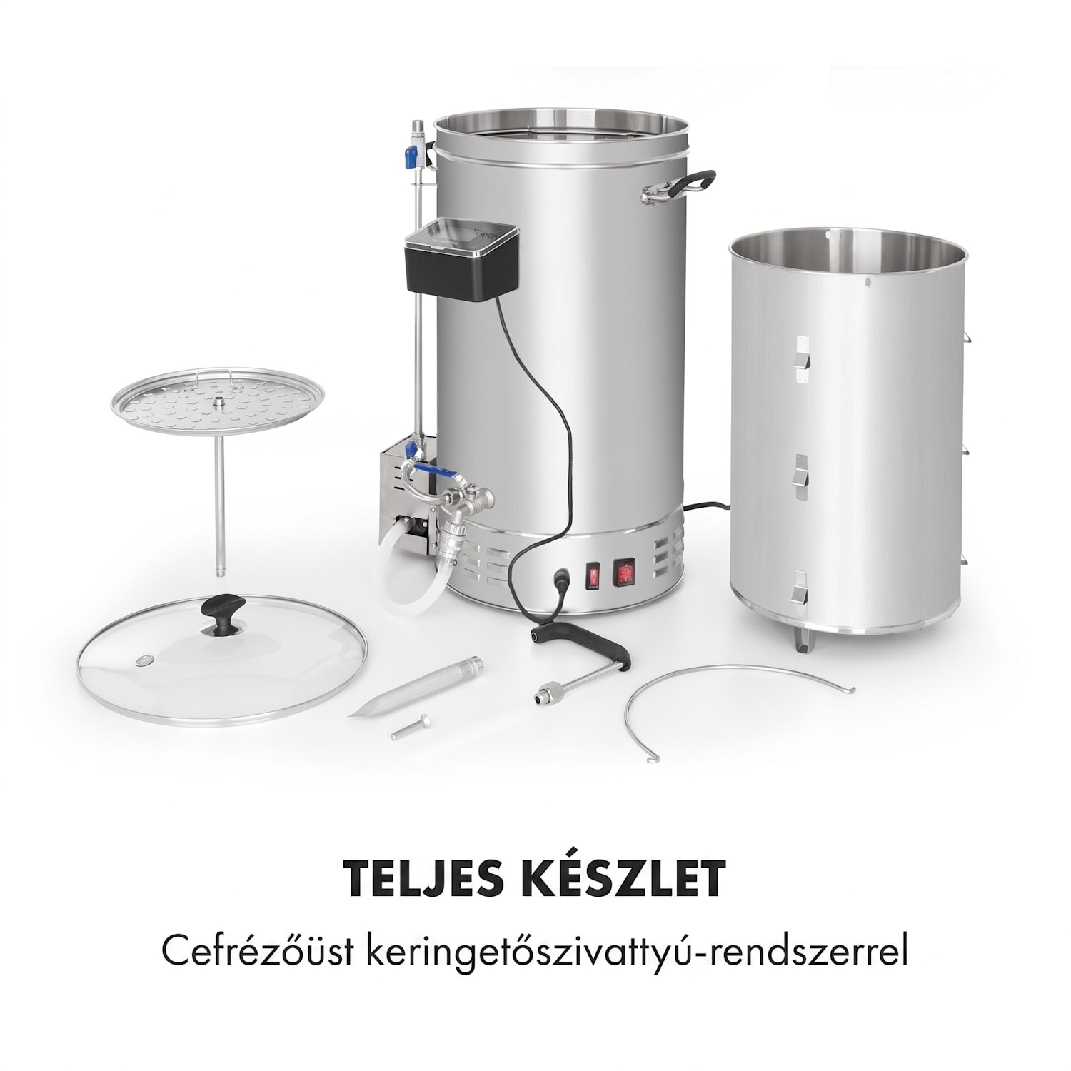 Brauheld Pro, sorfőző üst, 45 l, 3300 W, 30 - 100°C, keverőpumpa, rozsdamentes acél 45 L