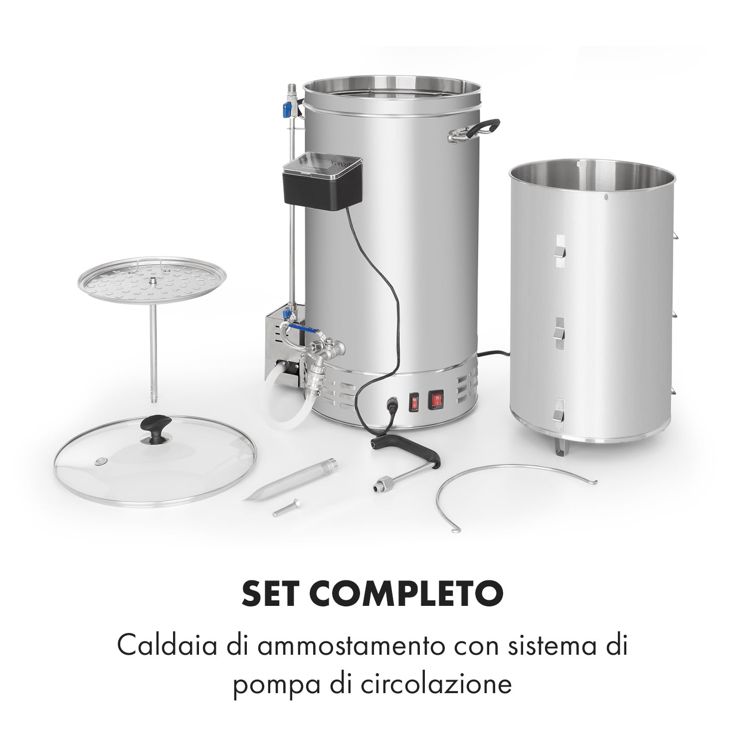 Brauheld Pro paiolo di ammostamento 3300W 45L 30-100°C pompa di ricircolo acciaio inox 45 L