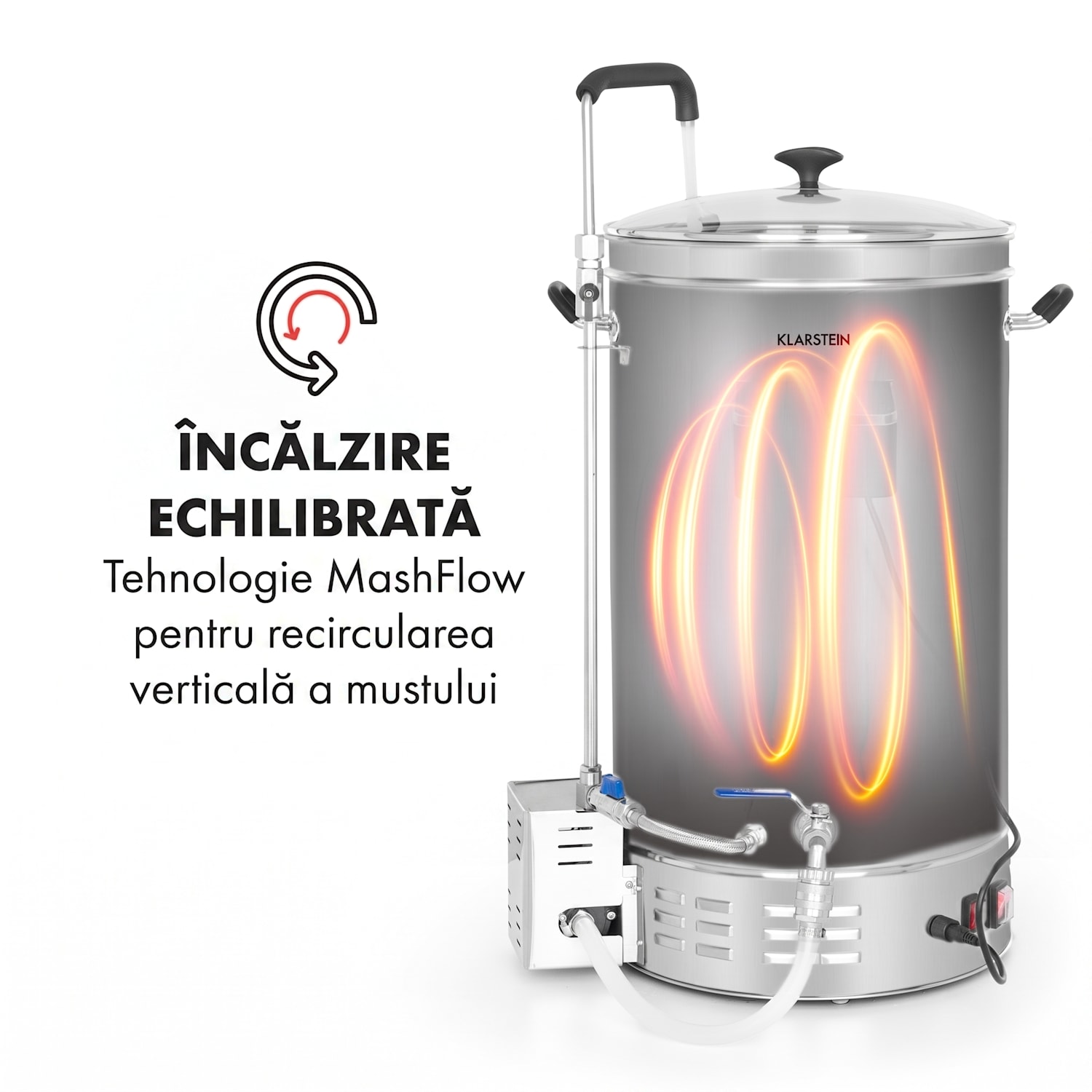 Brauheld Pro, cazan de malț, 3300 W, 45 l, 30 - 100 ° C, pompă de circulație, oțel inoxidabil 45 L