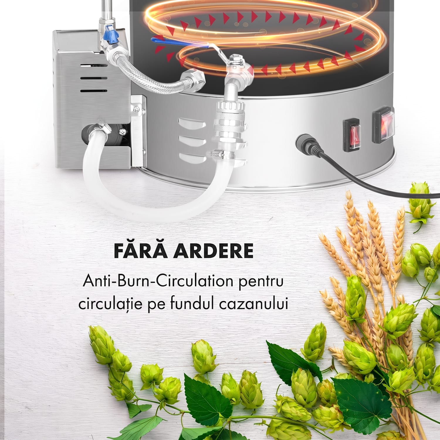Brauheld Pro, cazan de malț, 3300 W, 45 l, 30 - 100 ° C, pompă de circulație, oțel inoxidabil 45 L