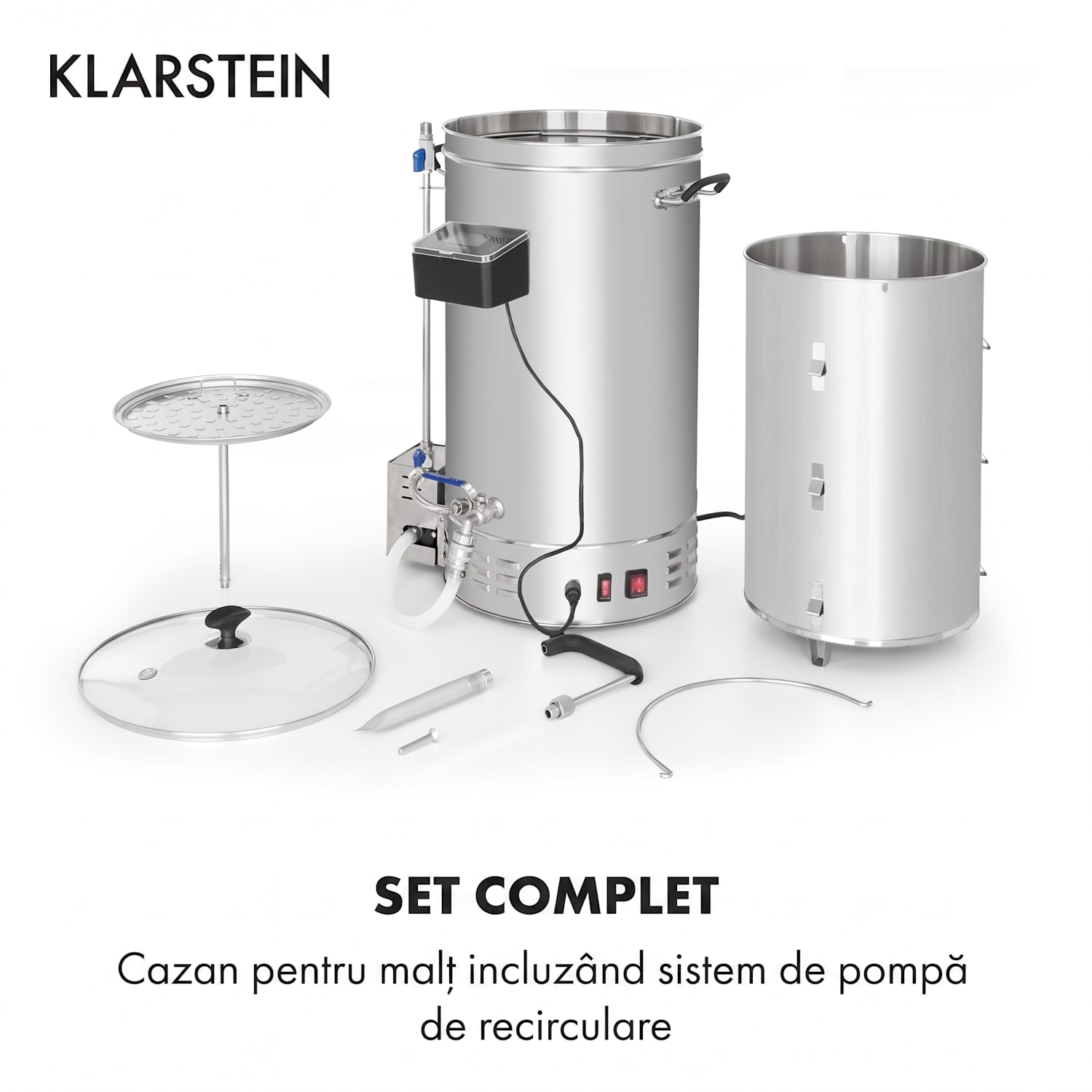 Brauheld Pro, cazan de malț, 3300 W, 45 l, 30 - 100 ° C, pompă de circulație, oțel inoxidabil 45 L