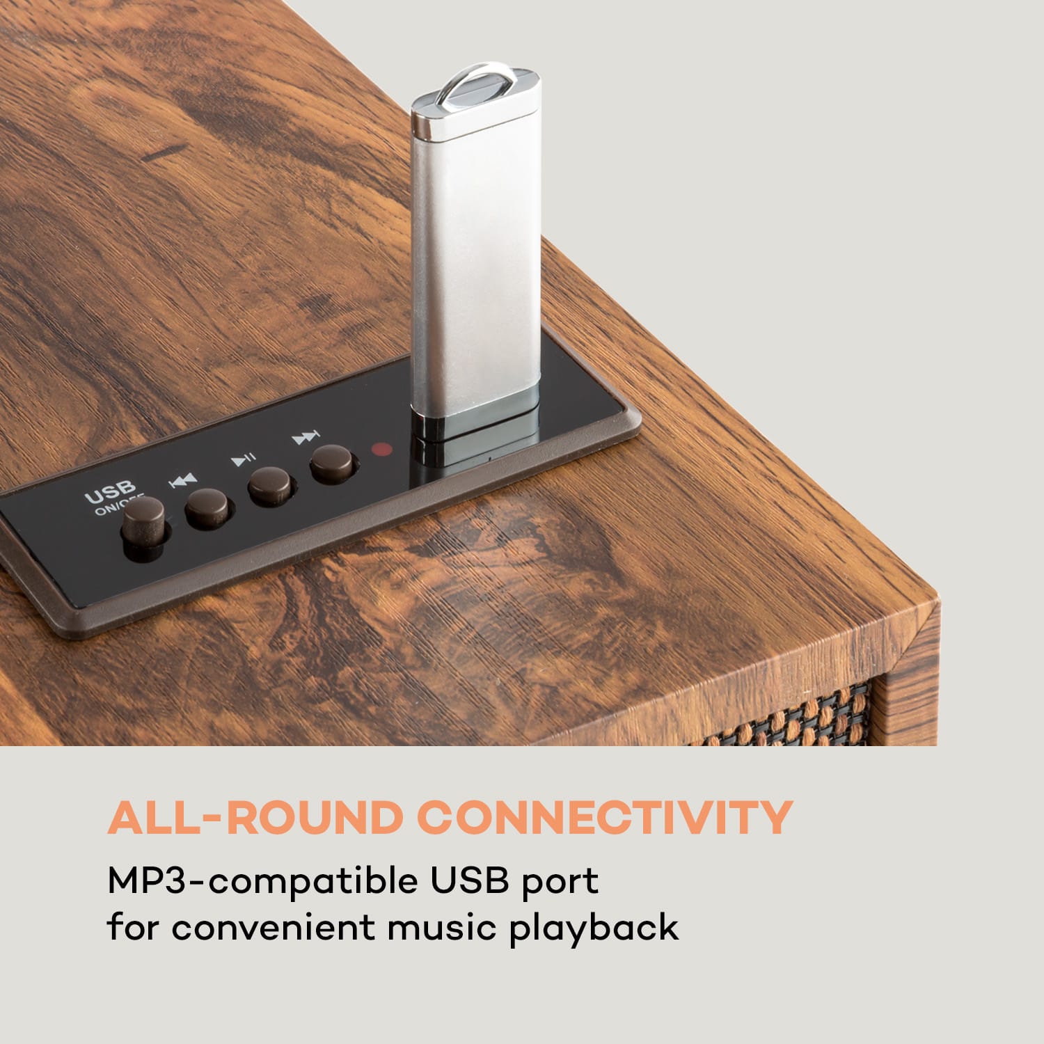Verticalo SE, gramofon retro, USB, Bluetooth, wyjście liniowe, drewno