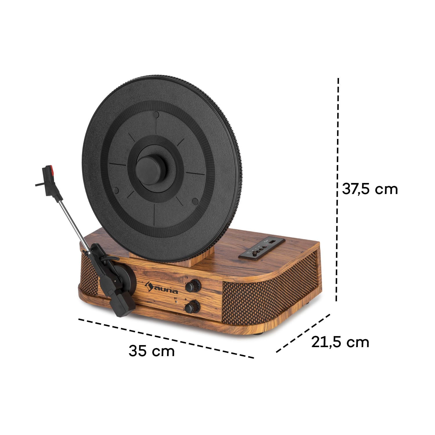 Verticalo SE, gramofon retro, USB, Bluetooth, wyjście liniowe, drewno