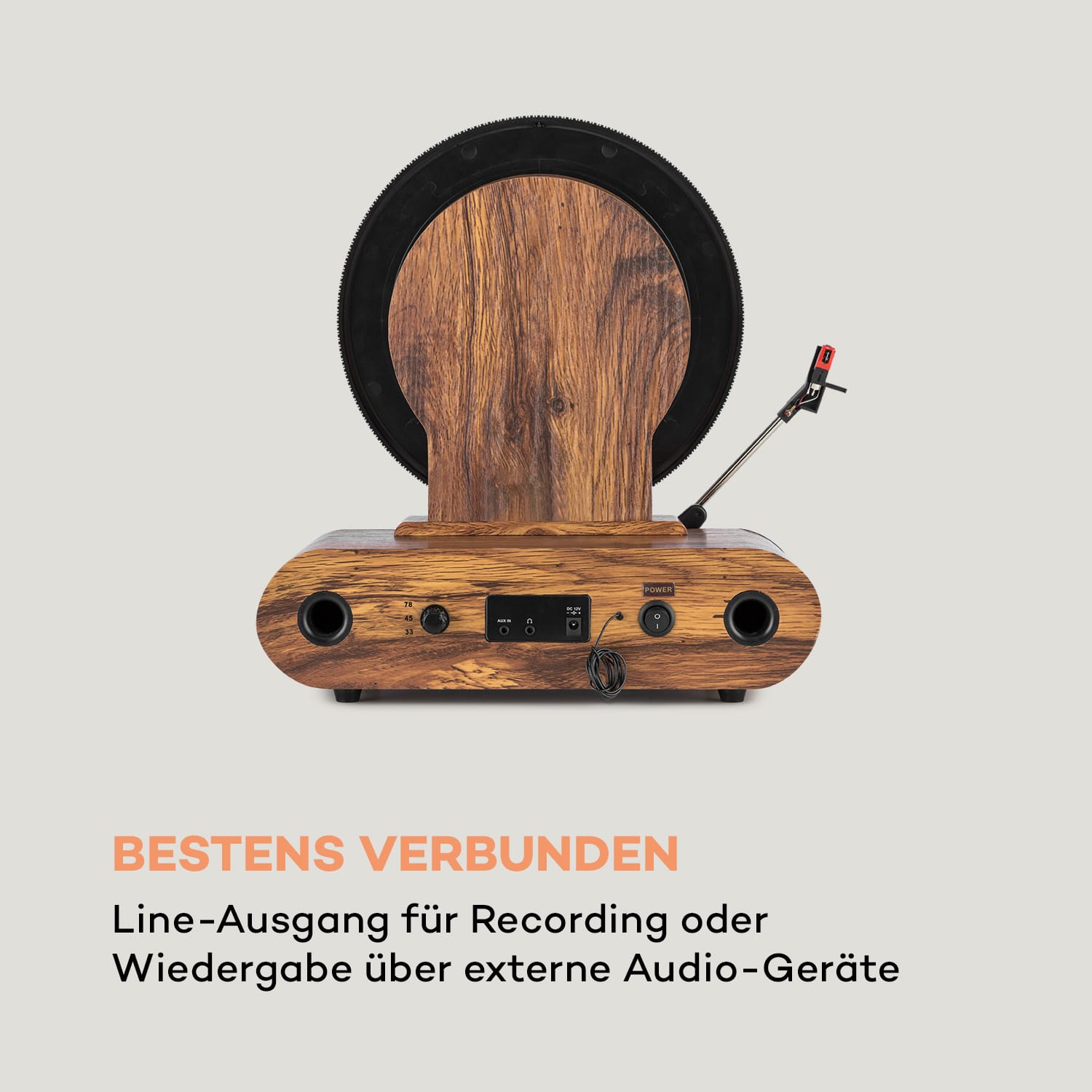 Verticalo SE DAB Retro-Plattenspieler DAB+ UKW-Tuner USB BT AUX holz Mit Bluetooth, DAB+ und UKW-Tuner