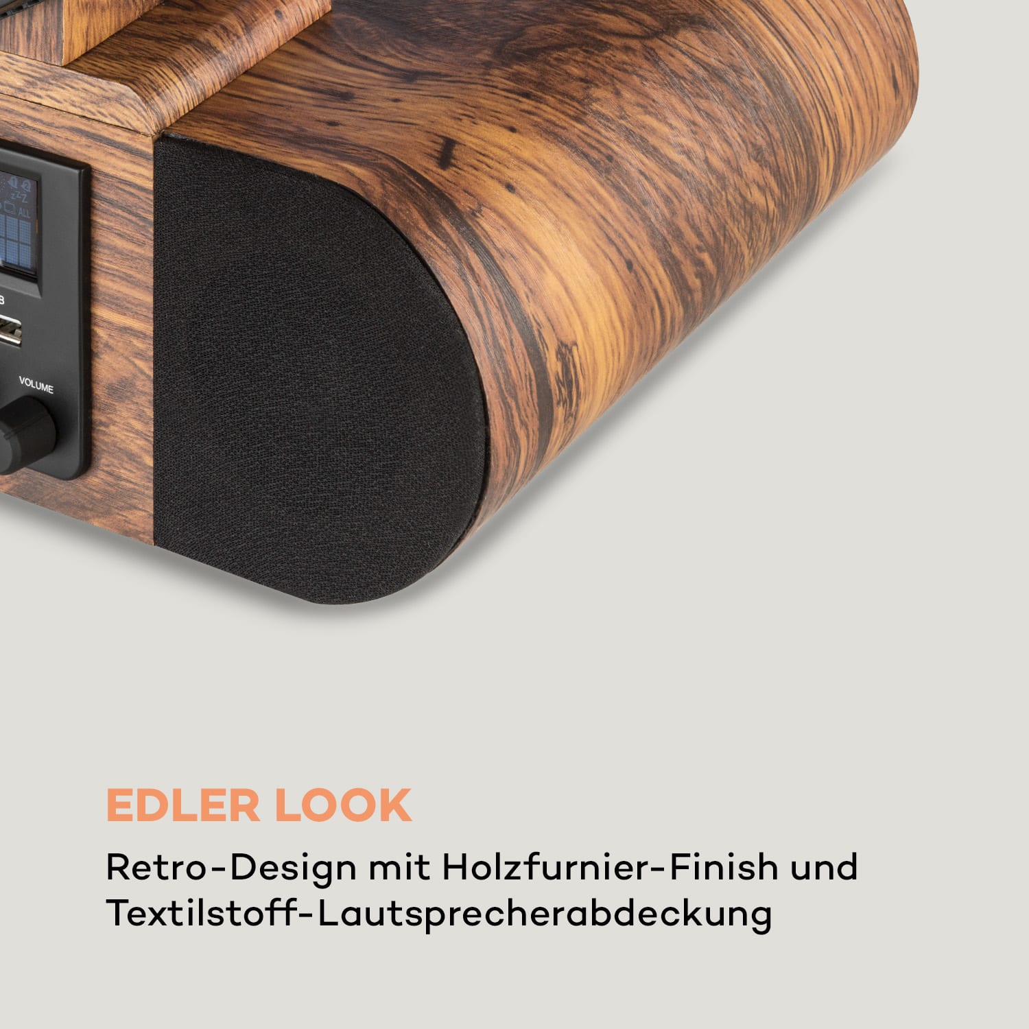 Verticalo SE DAB Retro-Plattenspieler DAB+ UKW-Tuner USB BT AUX holz Mit Bluetooth, DAB+ und UKW-Tuner